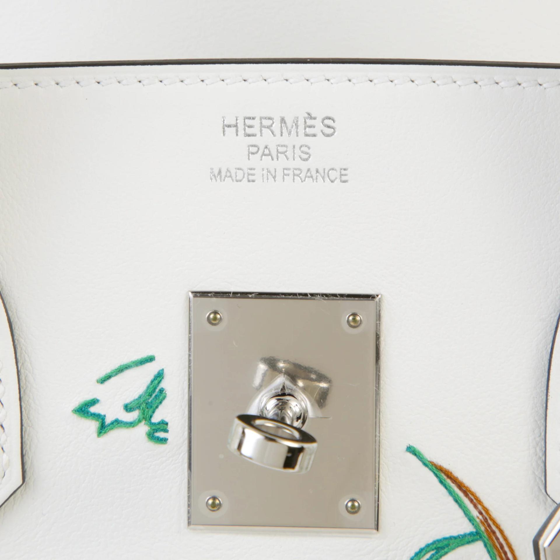 Unused ( Rank NS ) HERMÈS Limited Edition Birkin 35 Faubourg Tropical White (01) Swift Canvas Palladium hardware U (2022) - 9