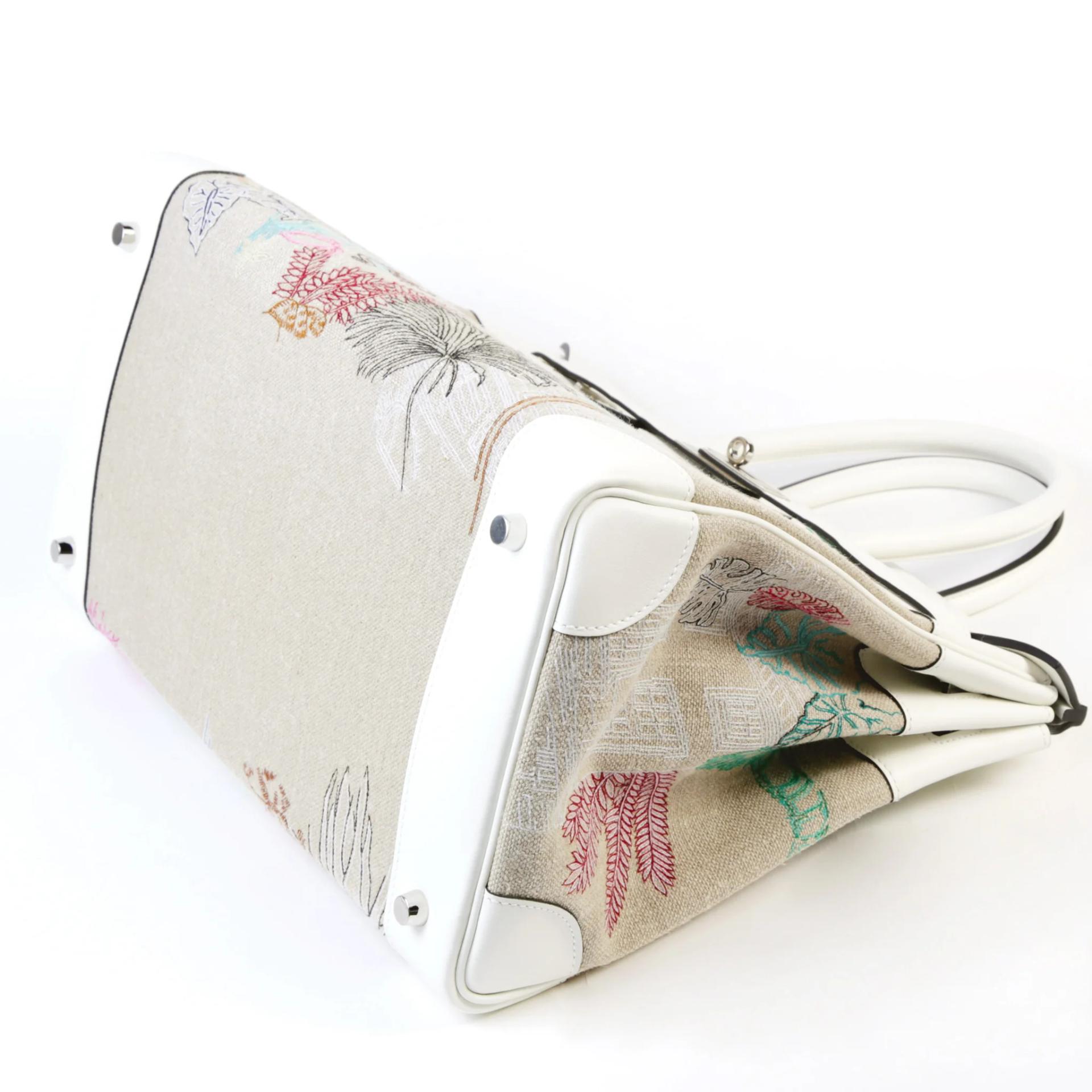 Unused ( Rank NS ) HERMÈS Limited Edition Birkin 35 Faubourg Tropical White (01) Swift Canvas Palladium hardware U (2022) - 5