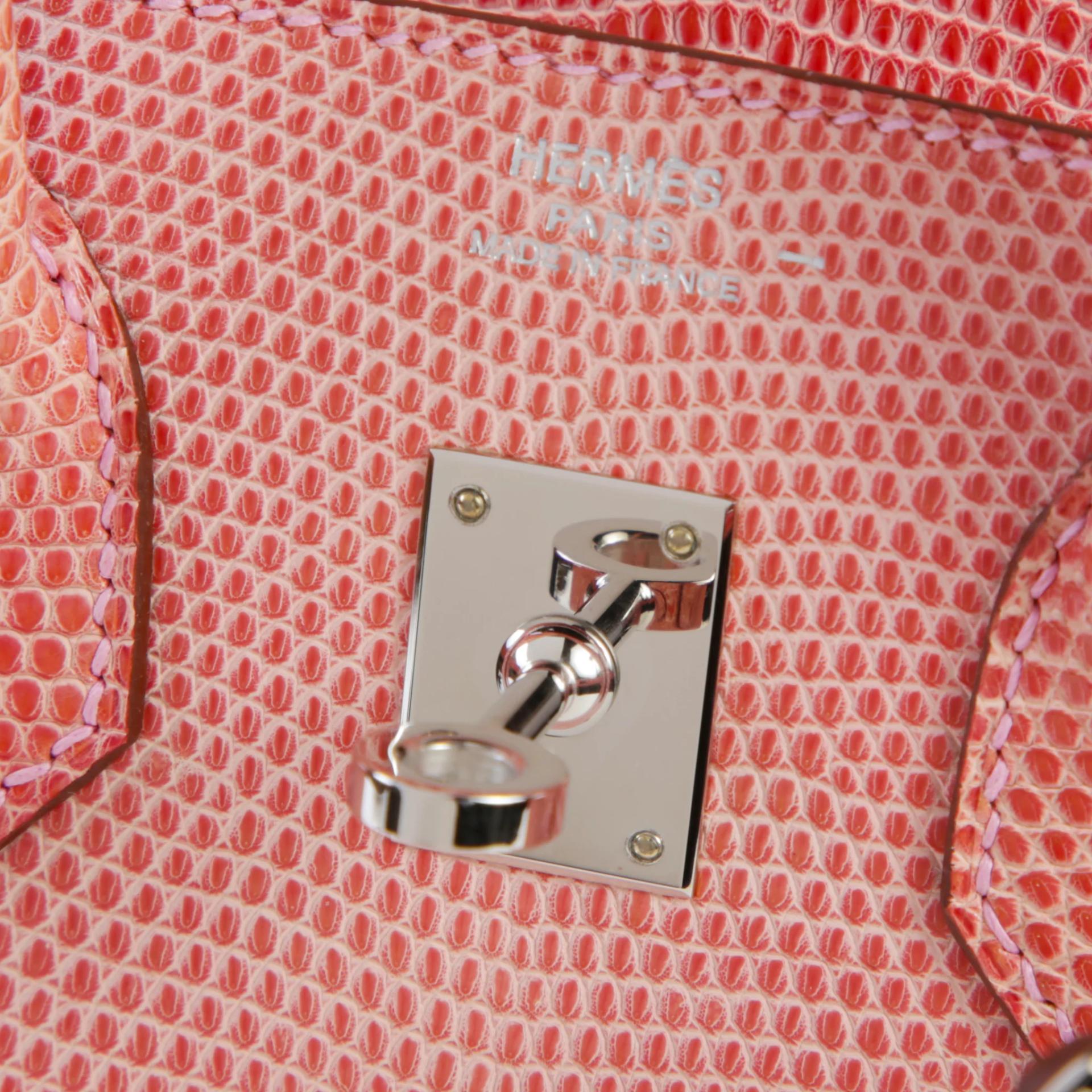 Good ( Rank AB) HERMÈS Birkin 25 Pink (5P) Lizard Palladium hardware Square P (2012) - 9