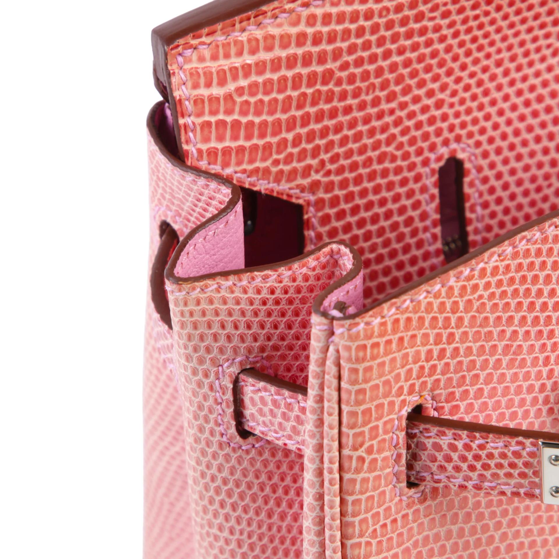 Good ( Rank AB) HERMÈS Birkin 25 Pink (5P) Lizard Palladium hardware Square P (2012) - 13