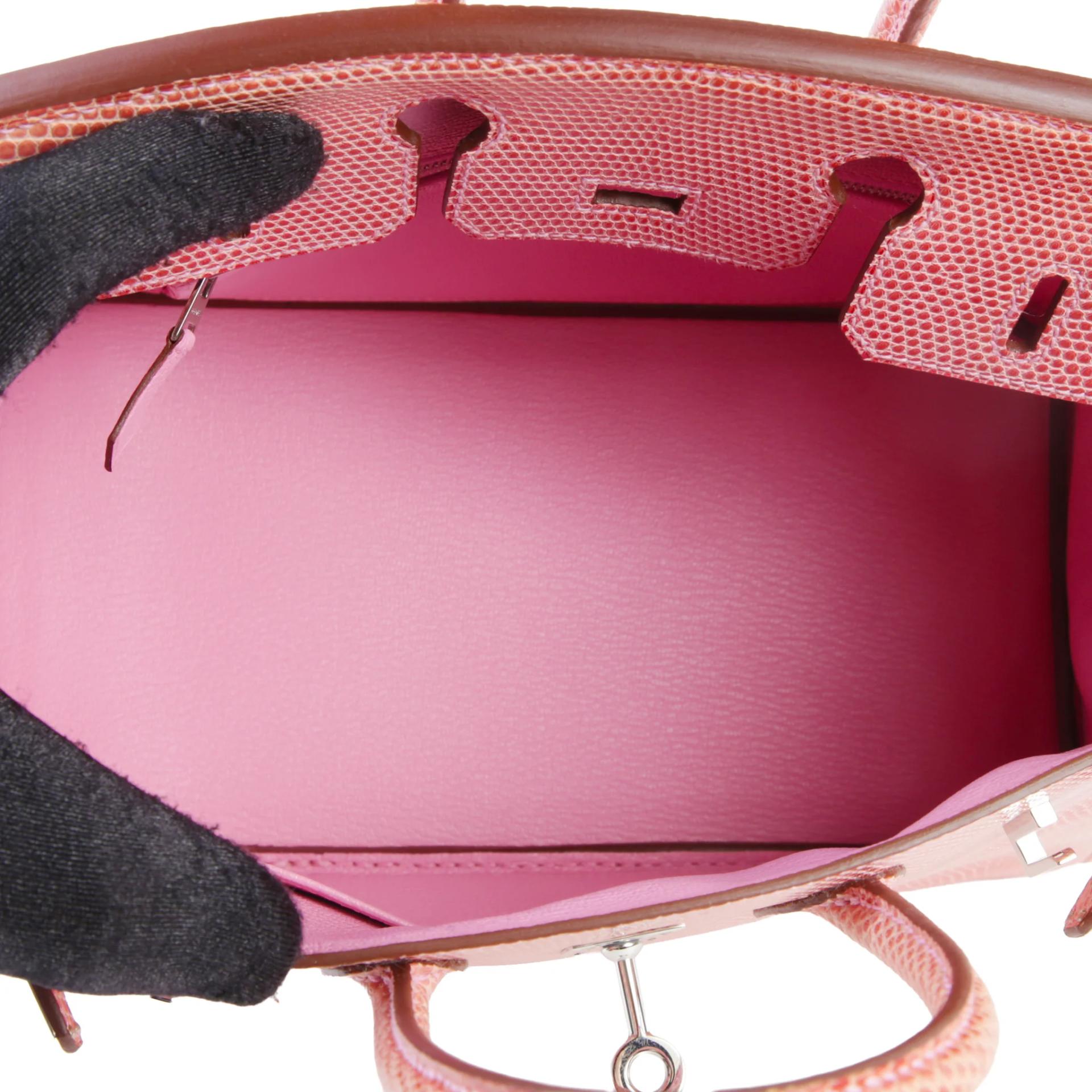 Good ( Rank AB) HERMÈS Birkin 25 Pink (5P) Lizard Palladium hardware Square P (2012) - 11