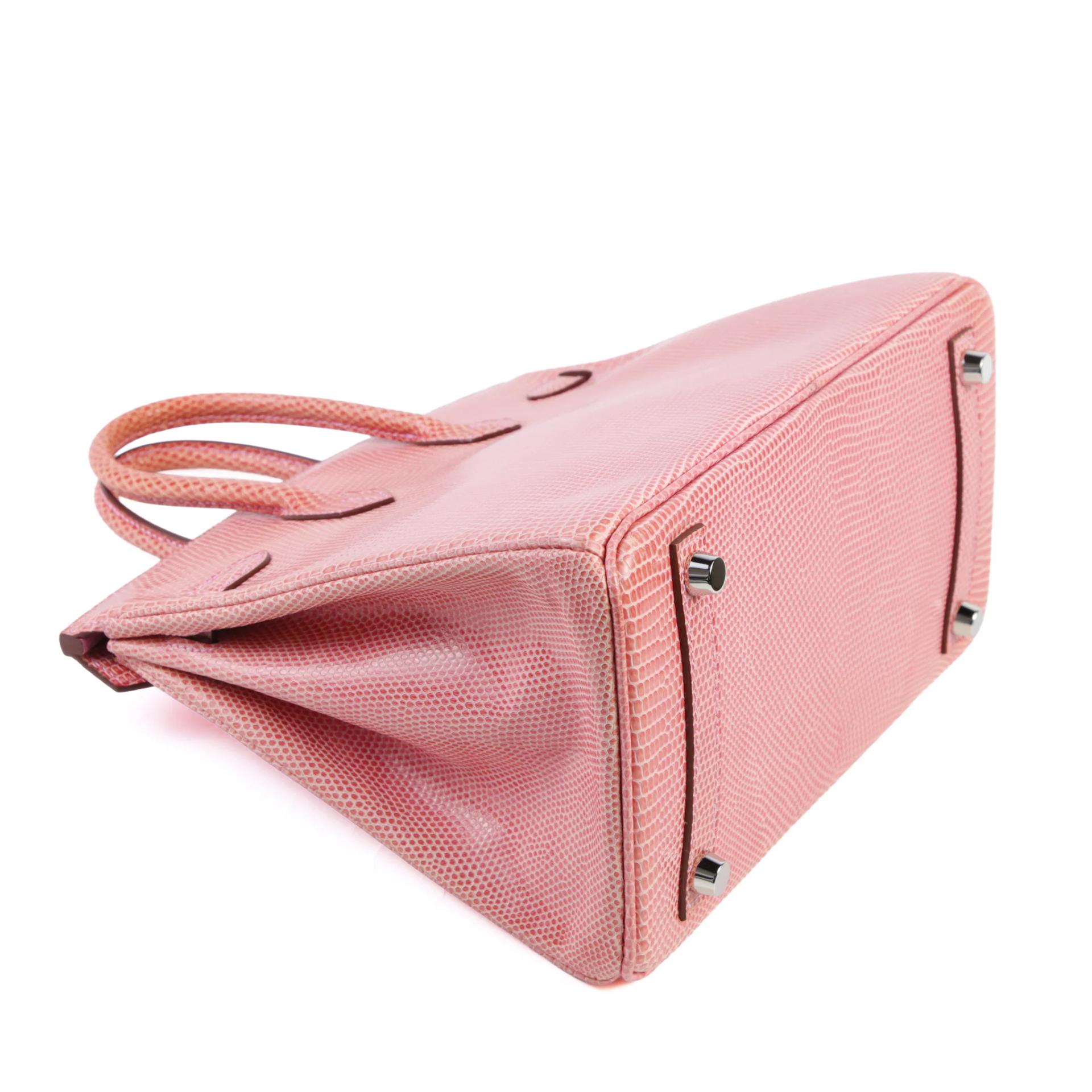 Good ( Rank AB) HERMÈS Birkin 25 Pink (5P) Lizard Palladium hardware Square P (2012) - 6