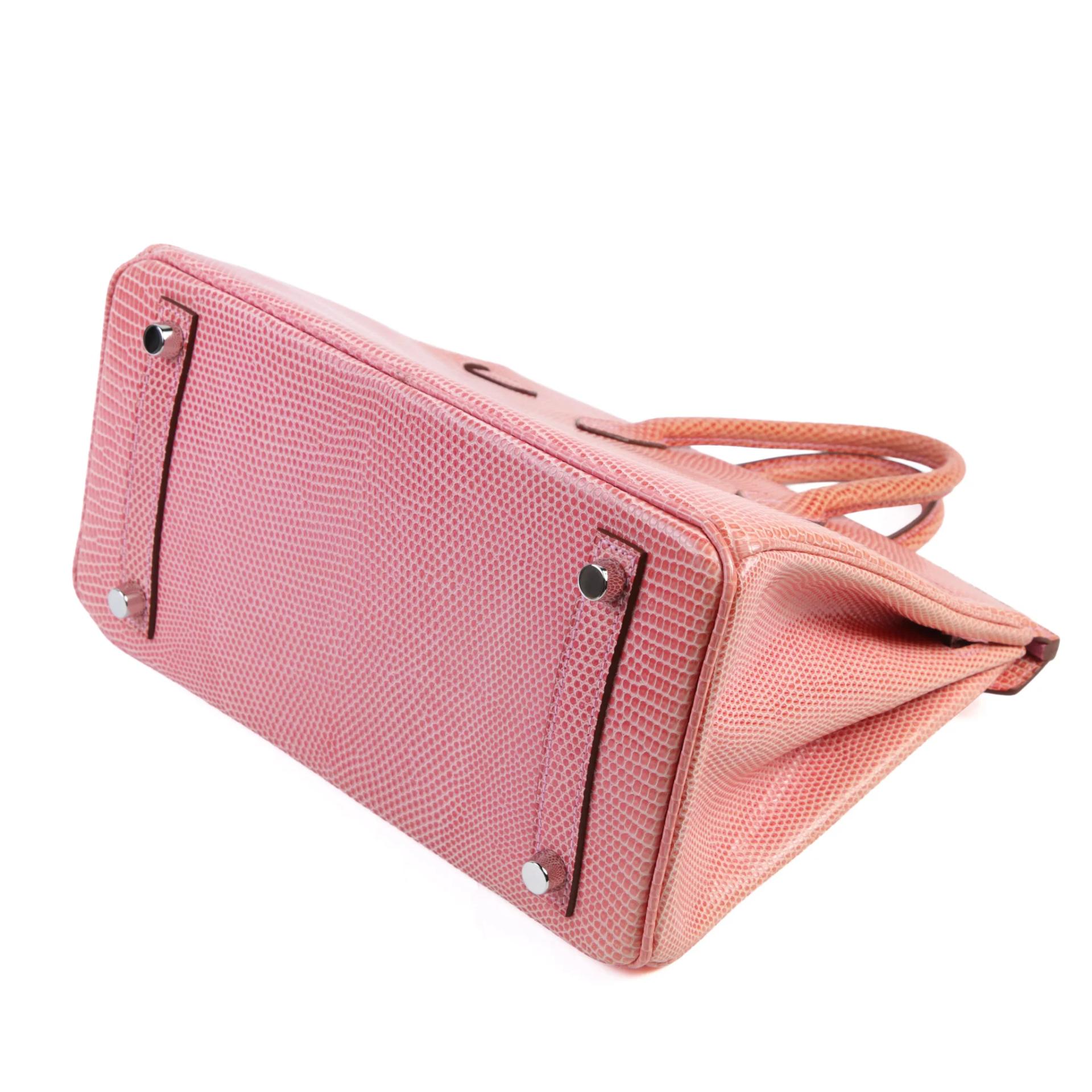 Good ( Rank AB) HERMÈS Birkin 25 Pink (5P) Lizard Palladium hardware Square P (2012) - 7