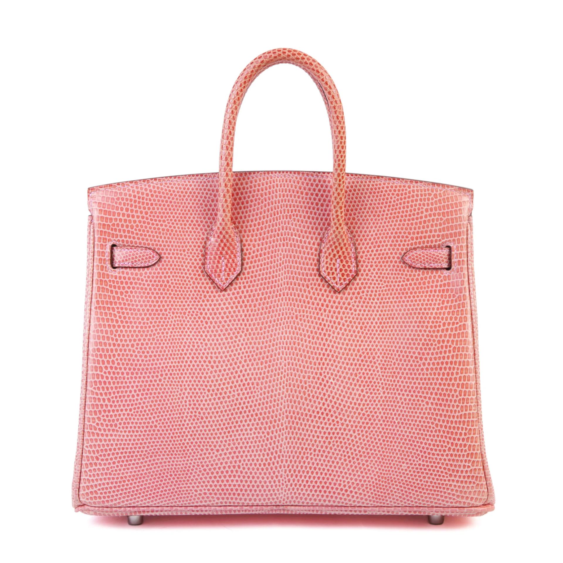 Good ( Rank AB) HERMÈS Birkin 25 Pink (5P) Lizard Palladium hardware Square P (2012) - 2