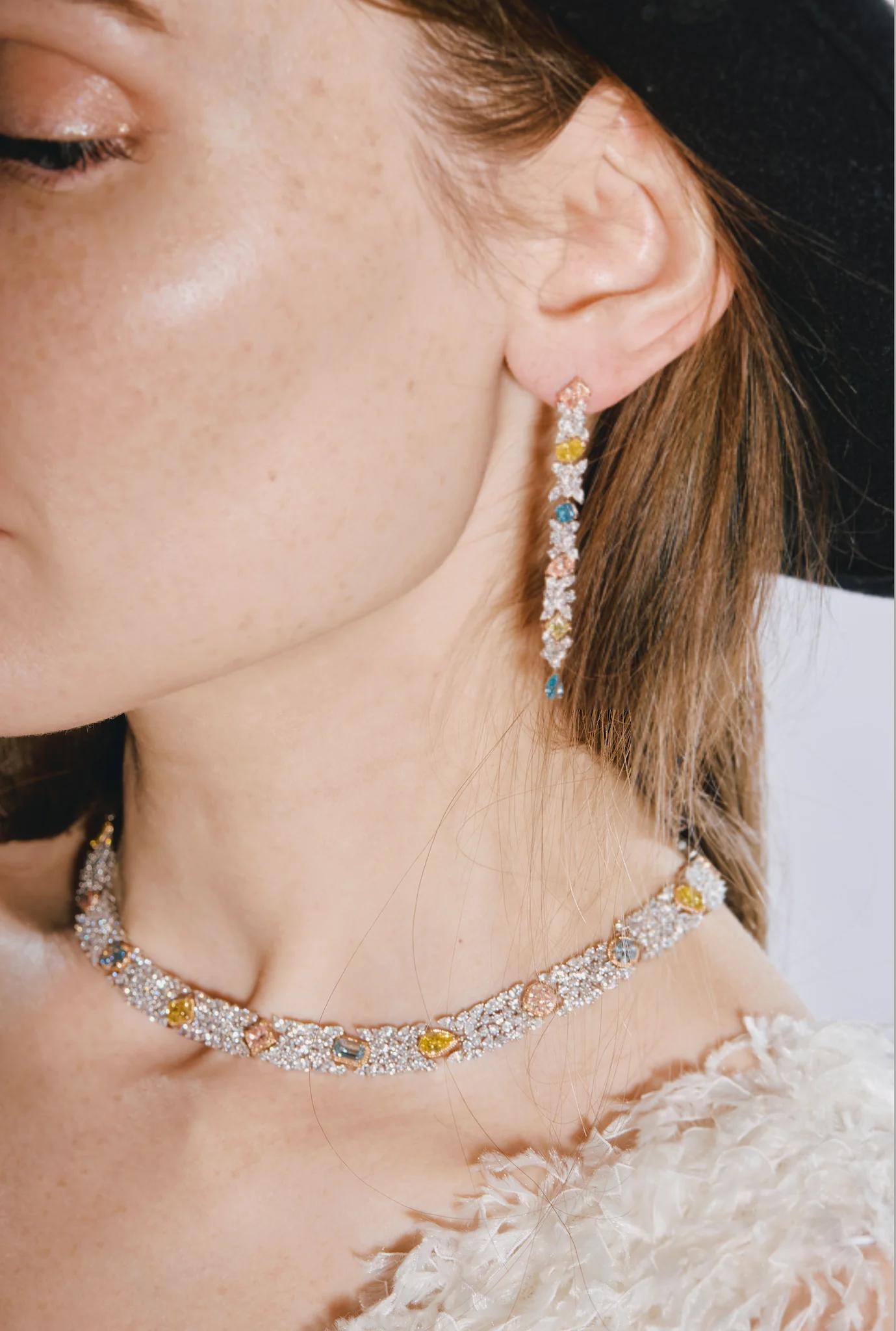 MIRA Premium Collection Colorful Earring Yellow Blue Pink White