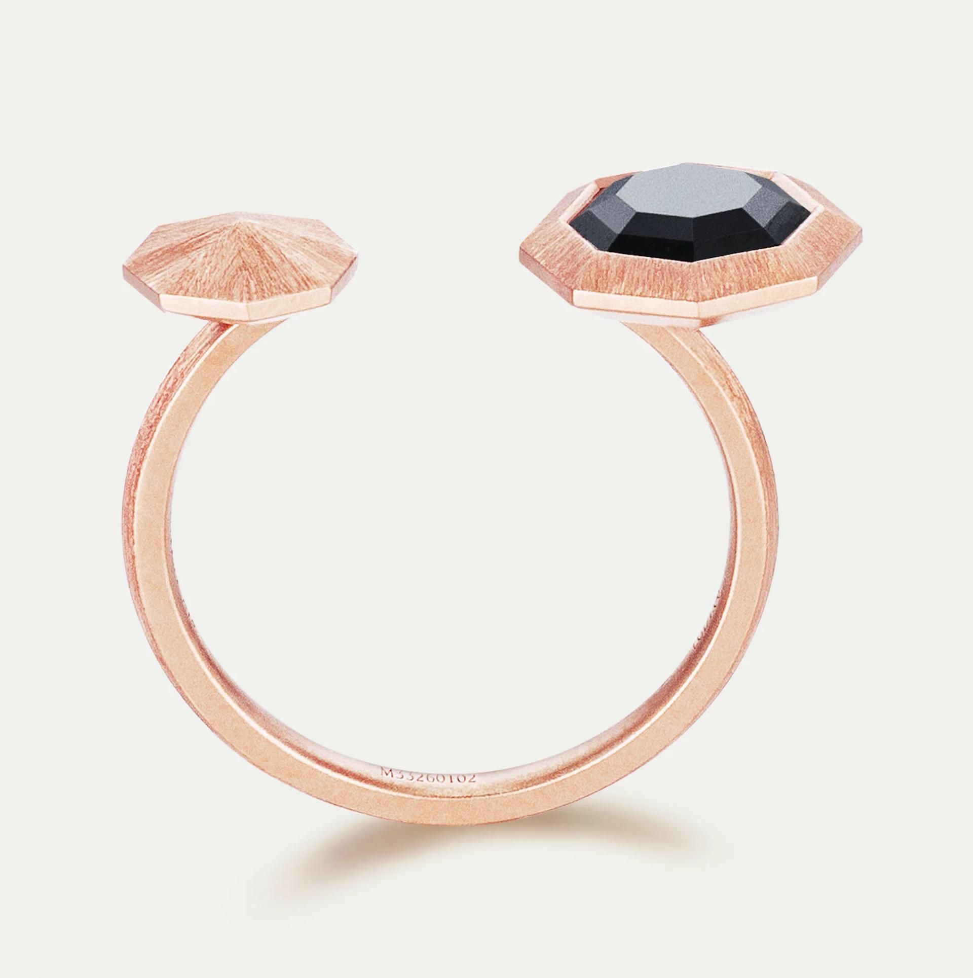 Brand New ( Rank N ) Mira MIRA NOIR BLACK MIRROR Ring Black 18K Rose Gold Diamond - 3