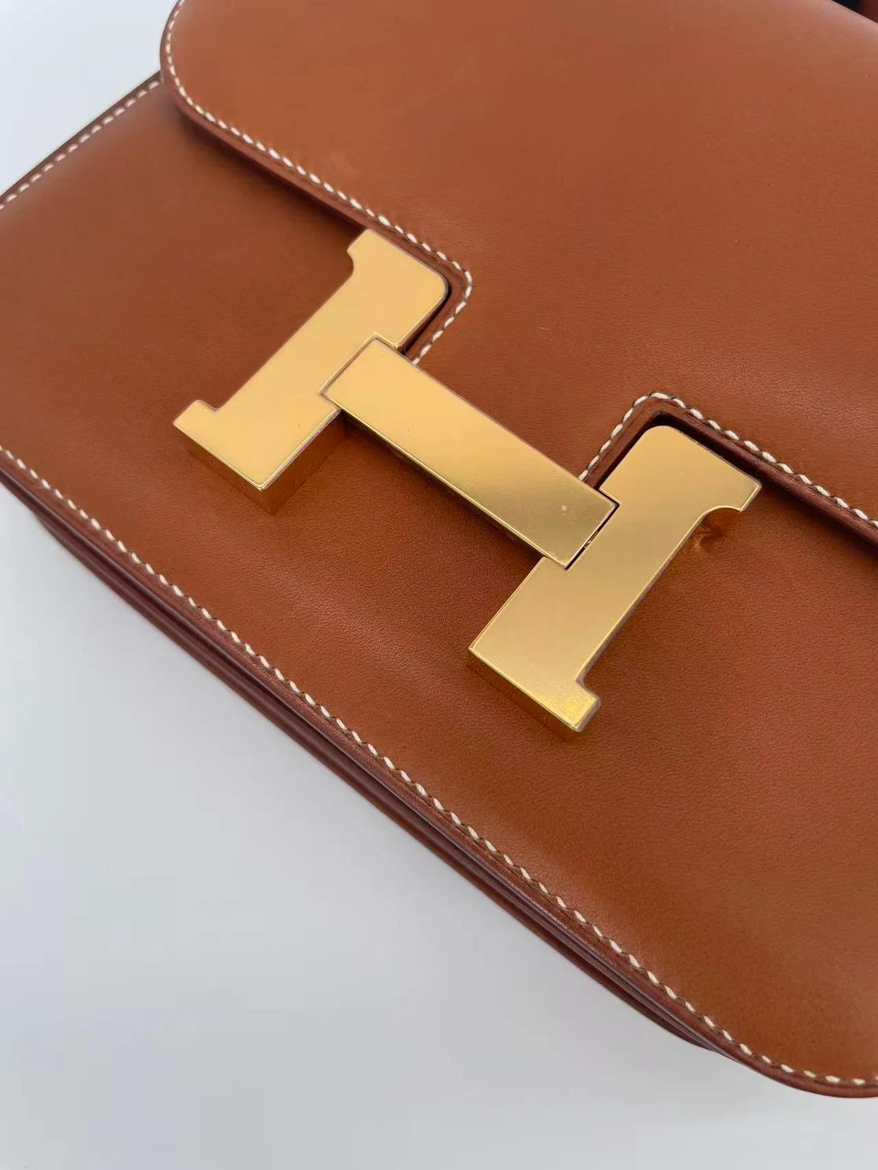 Unused ( Rank NS ) HERMÈS Constance Mini Fauve (34) Barenia Gold hardware C (2018) - 8