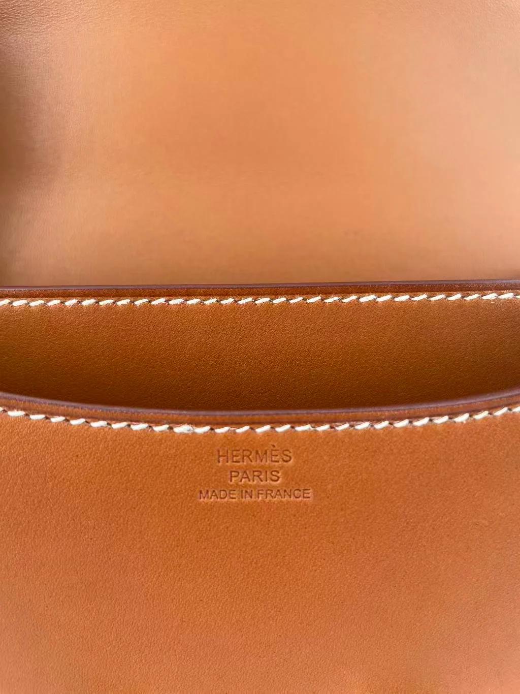 Unused ( Rank NS ) HERMÈS Constance Mini Fauve (34) Barenia Gold hardware C (2018) - 12