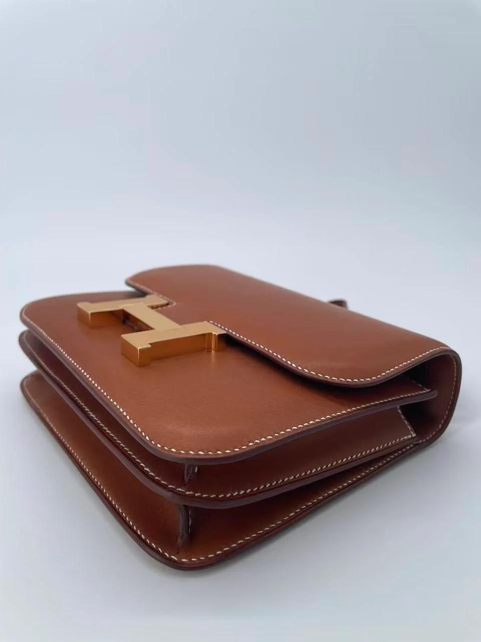 Unused ( Rank NS ) HERMÈS Constance Mini Fauve (34) Barenia Gold hardware C (2018) - 5