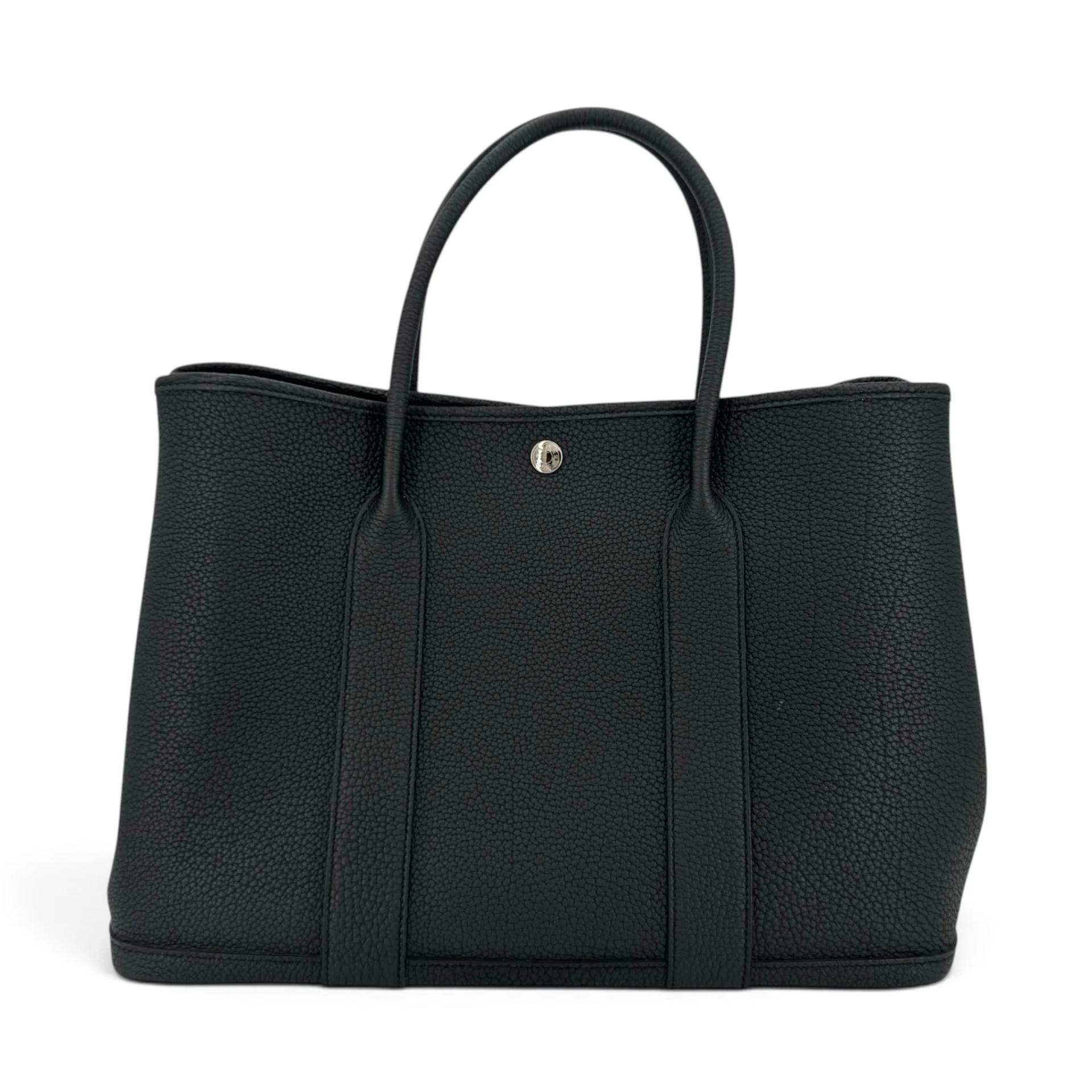 Very Good ( Rank A) HERMÈS Garden Party PM Noir (89) Negonda Palladium hardware C (2018) - 2