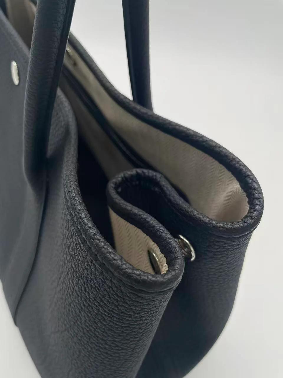 Very Good ( Rank A) HERMÈS Garden Party PM Noir (89) Negonda Palladium hardware C (2018) - 9