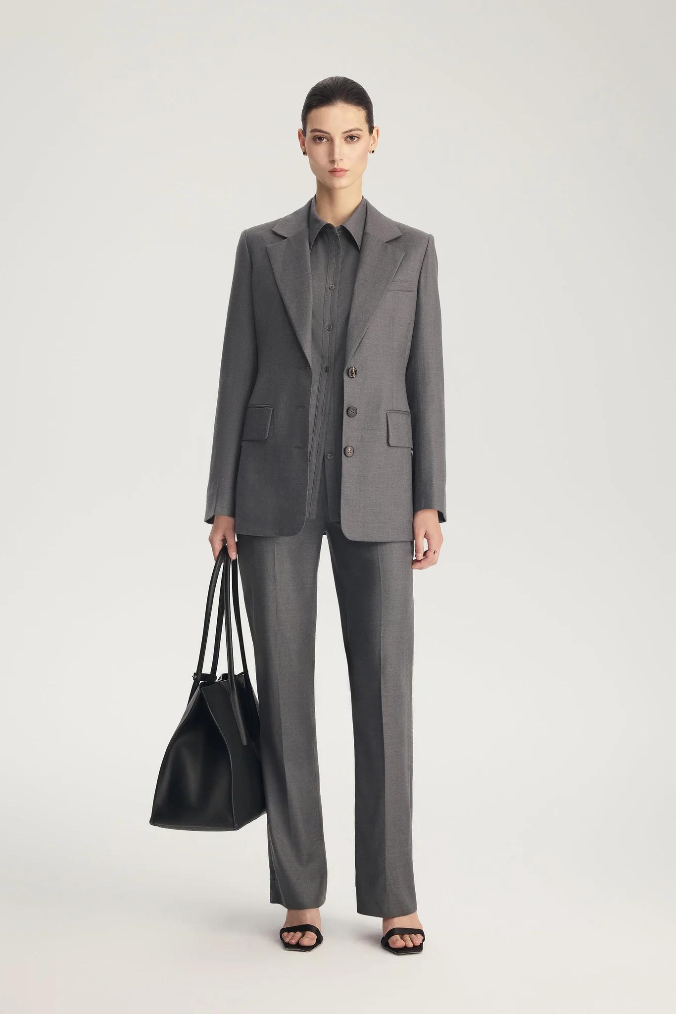 Brand New ( Rank N ) Mira Four Seasons Wool Sculpted-Waist Blazer (EU 34) - 3