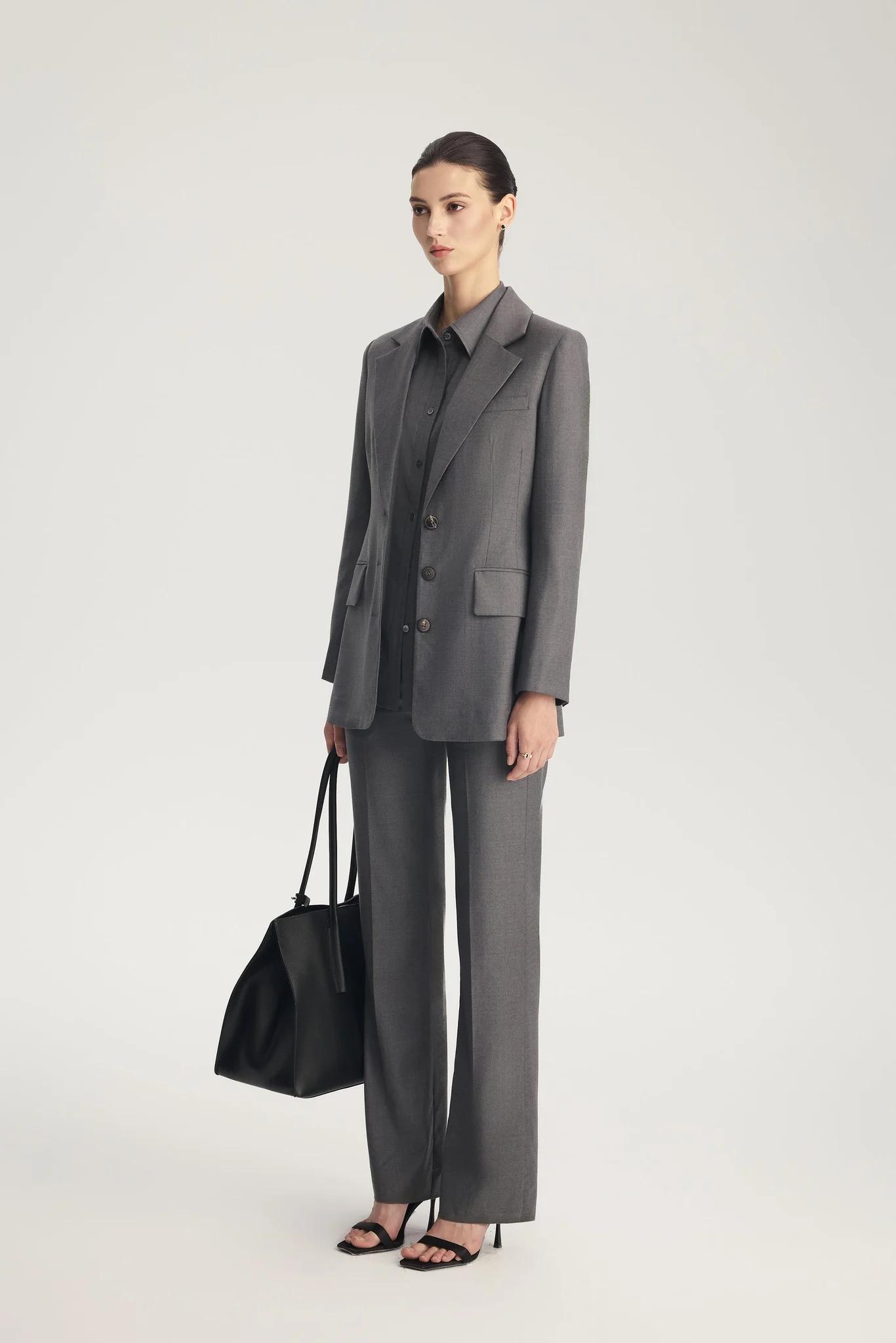 Brand New ( Rank N ) Mira Four Seasons Wool Sculpted-Waist Blazer (EU 34) - 4