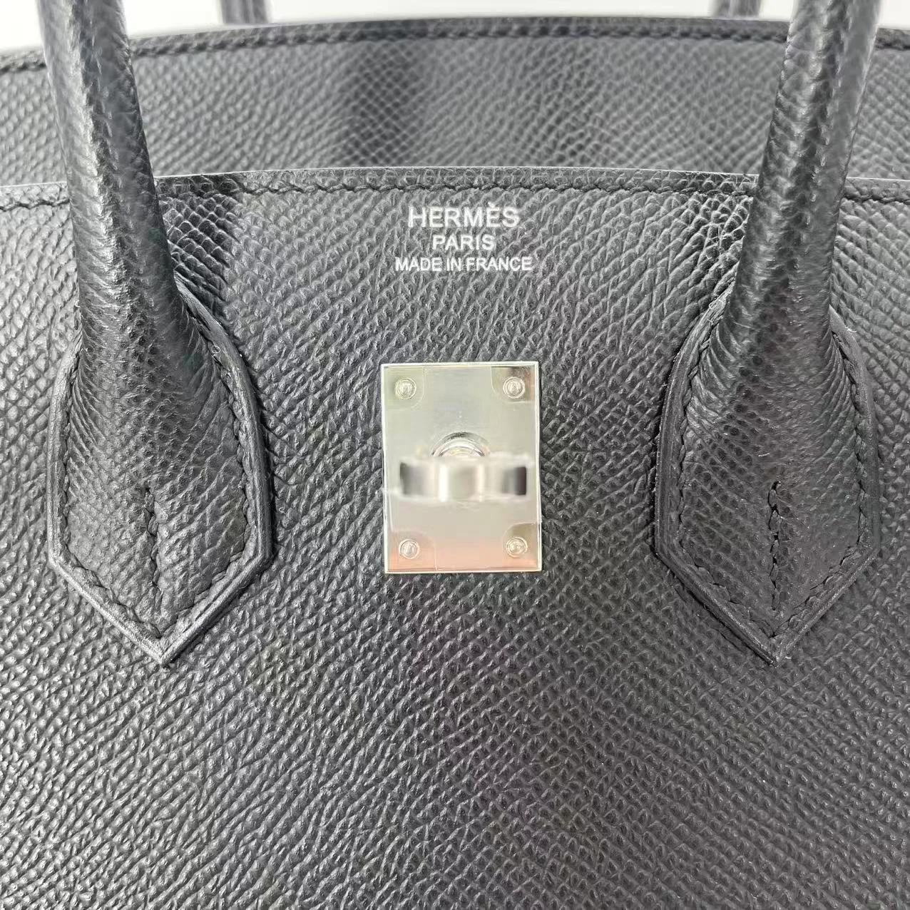 未使用保存品 HERMÈS 愛馬仕 Birkin 25 外縫 89 黑色 Noir (Black) Epsom牛皮 銀扣 W刻 2024年 - 10