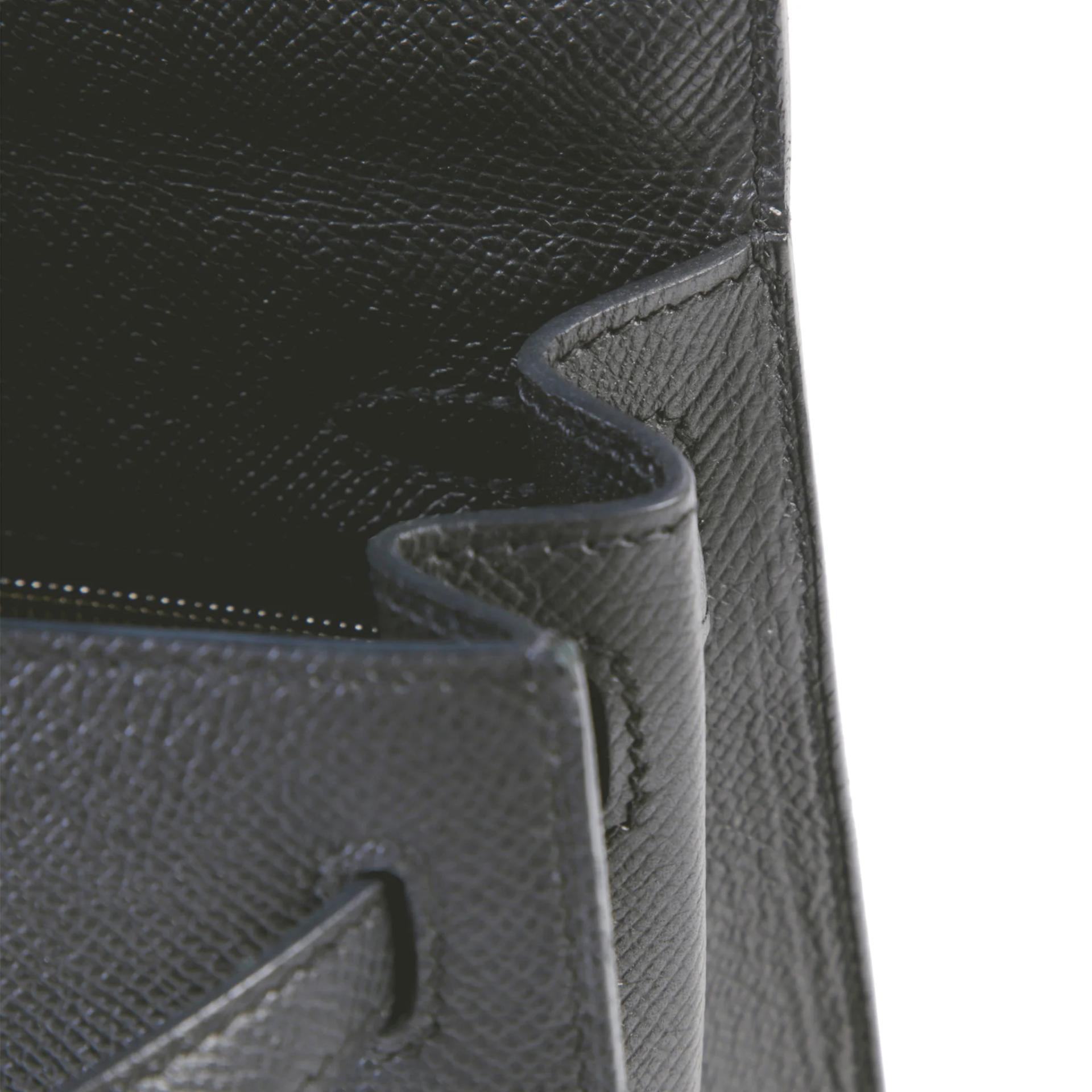 Very Good ( Rank A) HERMÈS Kelly 25 Sellier Noir (89) Epsom Palladium hardware A (2017) - 11