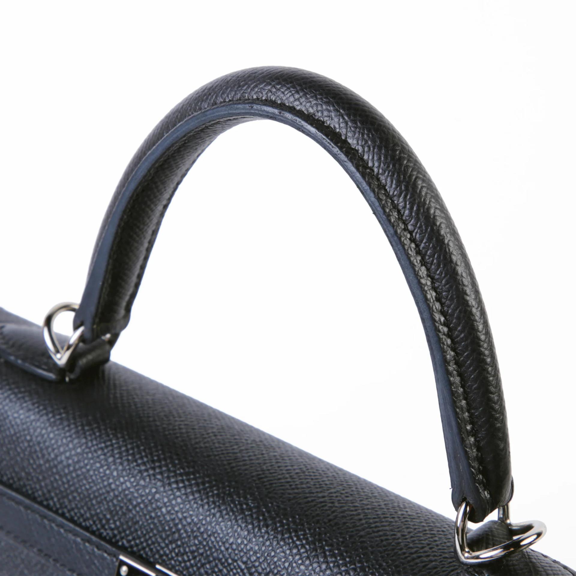 Very Good ( Rank A) HERMÈS Kelly 25 Sellier Noir (89) Epsom Palladium hardware A (2017) - 3