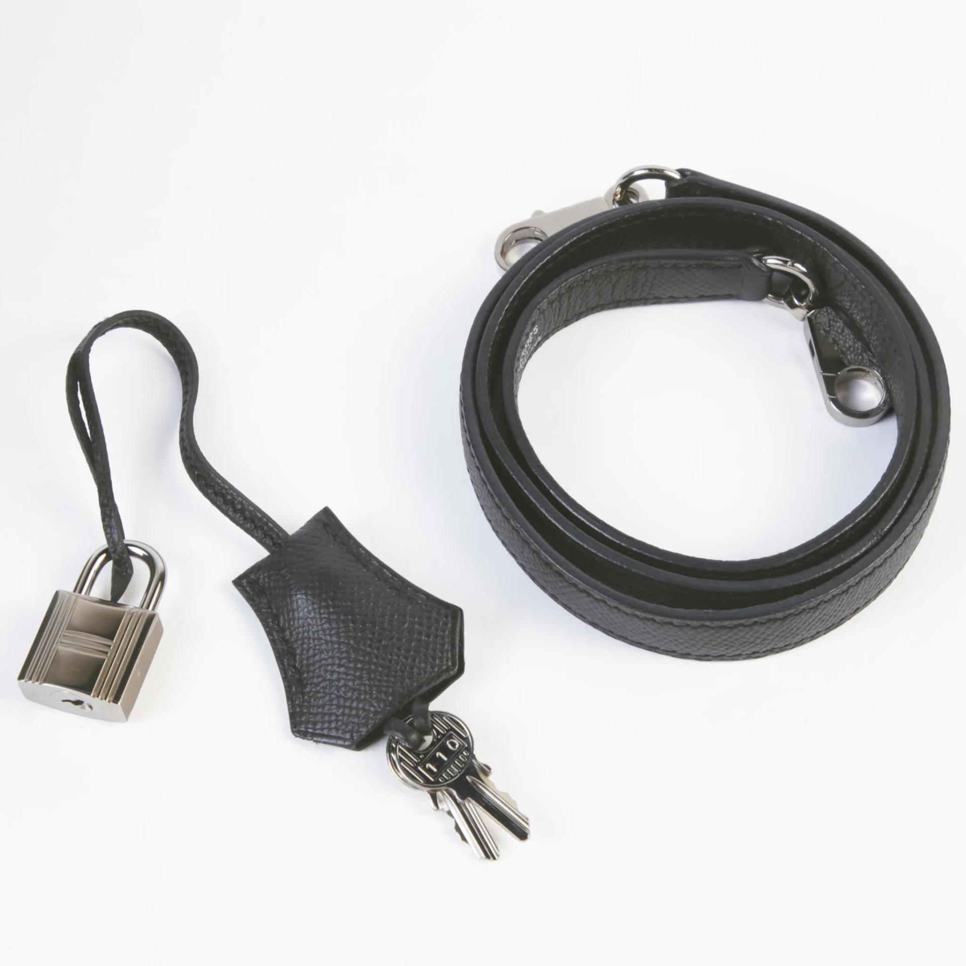 Very Good ( Rank A) HERMÈS Kelly 25 Sellier Noir (89) Epsom Palladium hardware A (2017) - 14