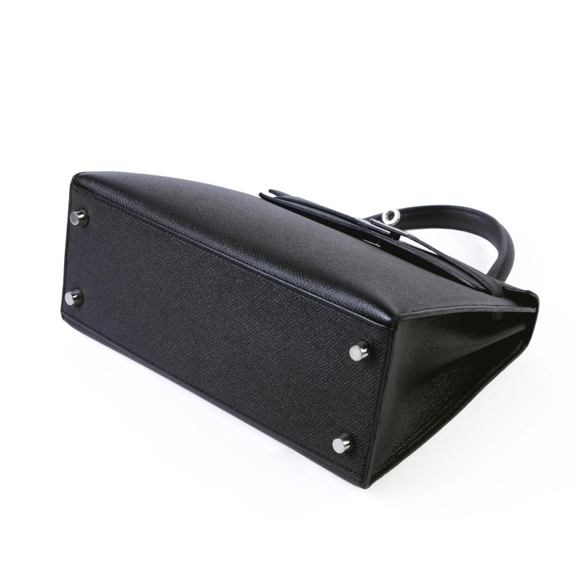 Very Good ( Rank A) HERMÈS Kelly 25 Sellier Noir (89) Epsom Palladium hardware A (2017) - 5