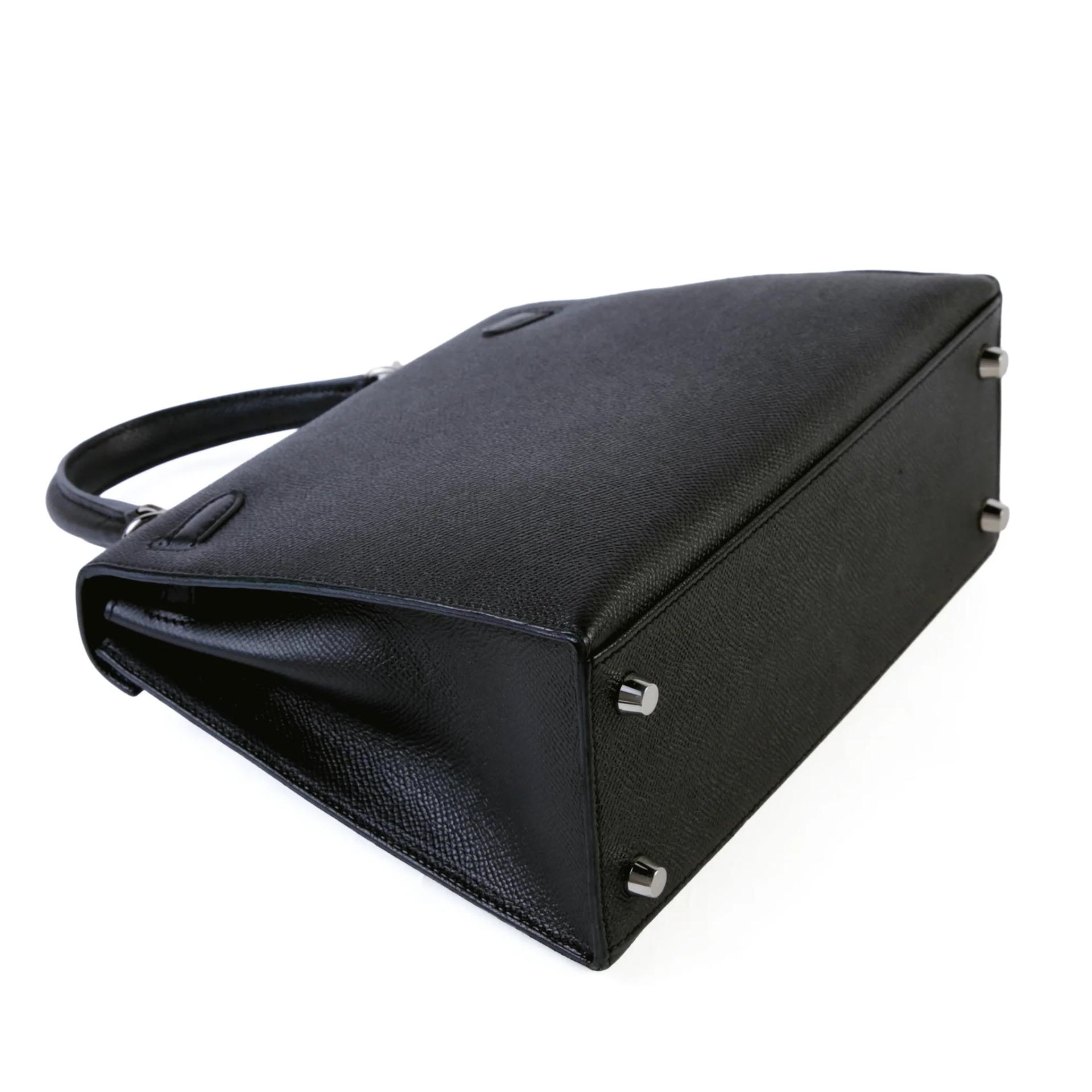 Very Good ( Rank A) HERMÈS Kelly 25 Sellier Noir (89) Epsom Palladium hardware A (2017) - 6