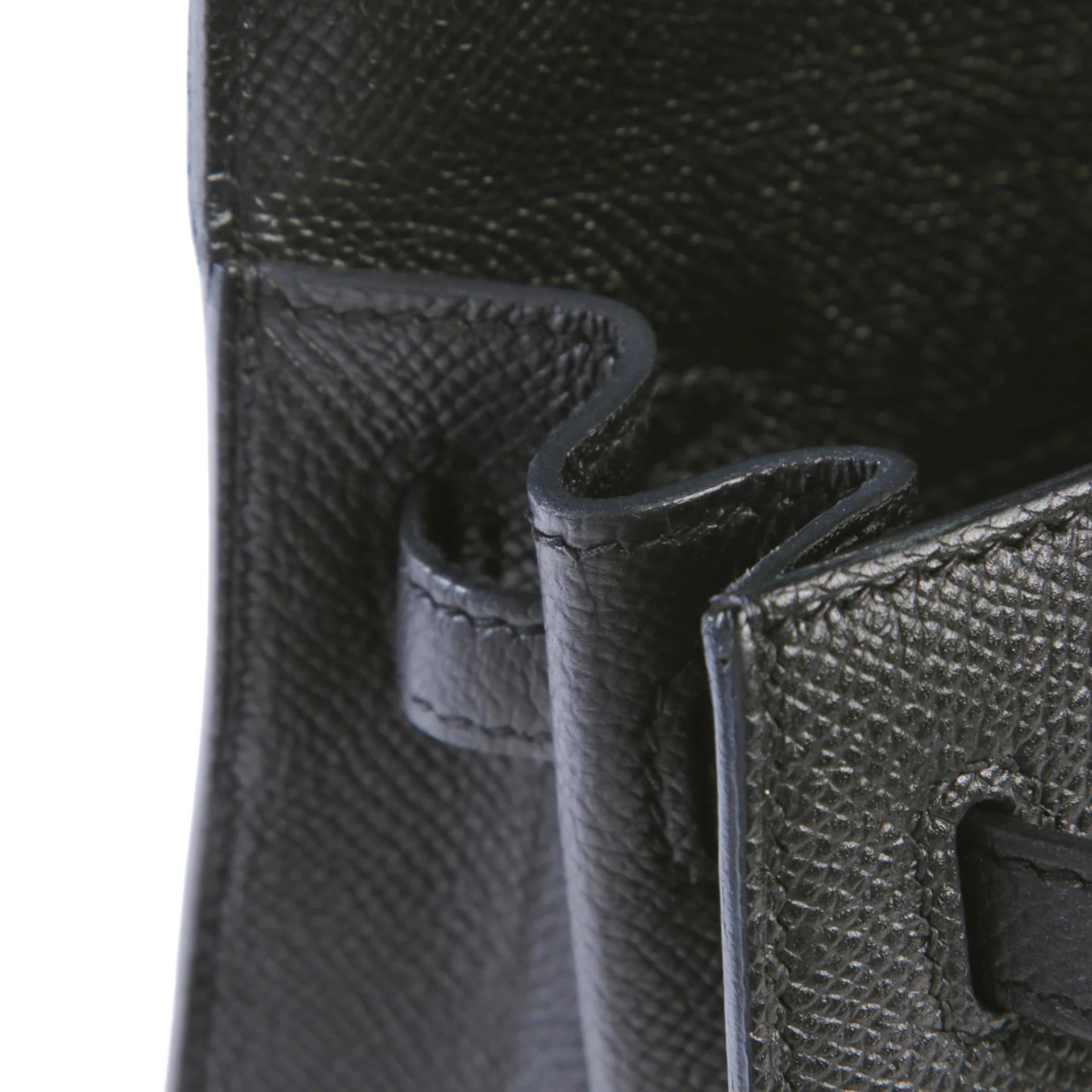 Very Good ( Rank A) HERMÈS Kelly 25 Sellier Noir (89) Epsom Palladium hardware A (2017) - 12