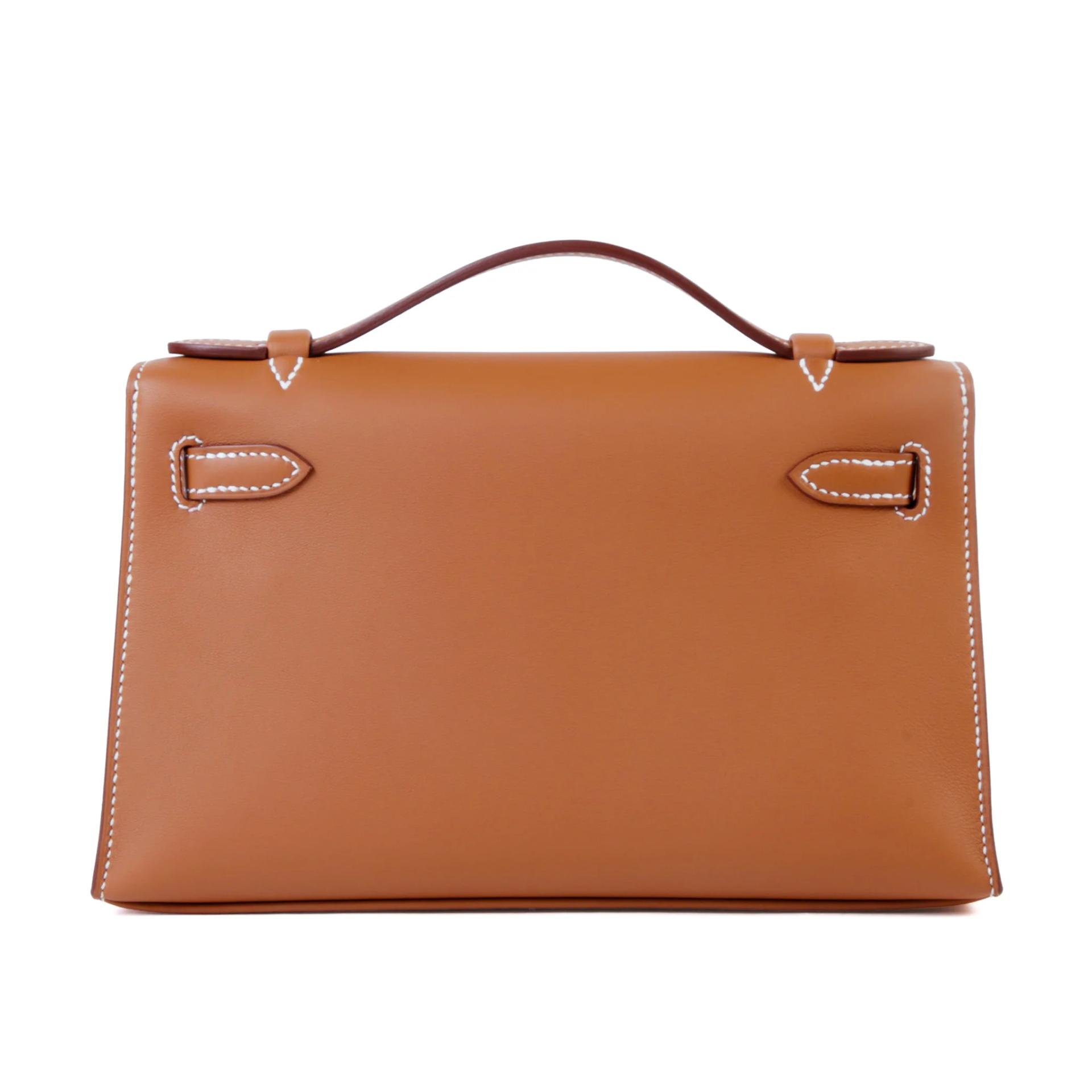 Brand New ( Rank N ) HERMÈS Kelly Pochette Gold (37) Swift Palladium hardware G (2026) - 2