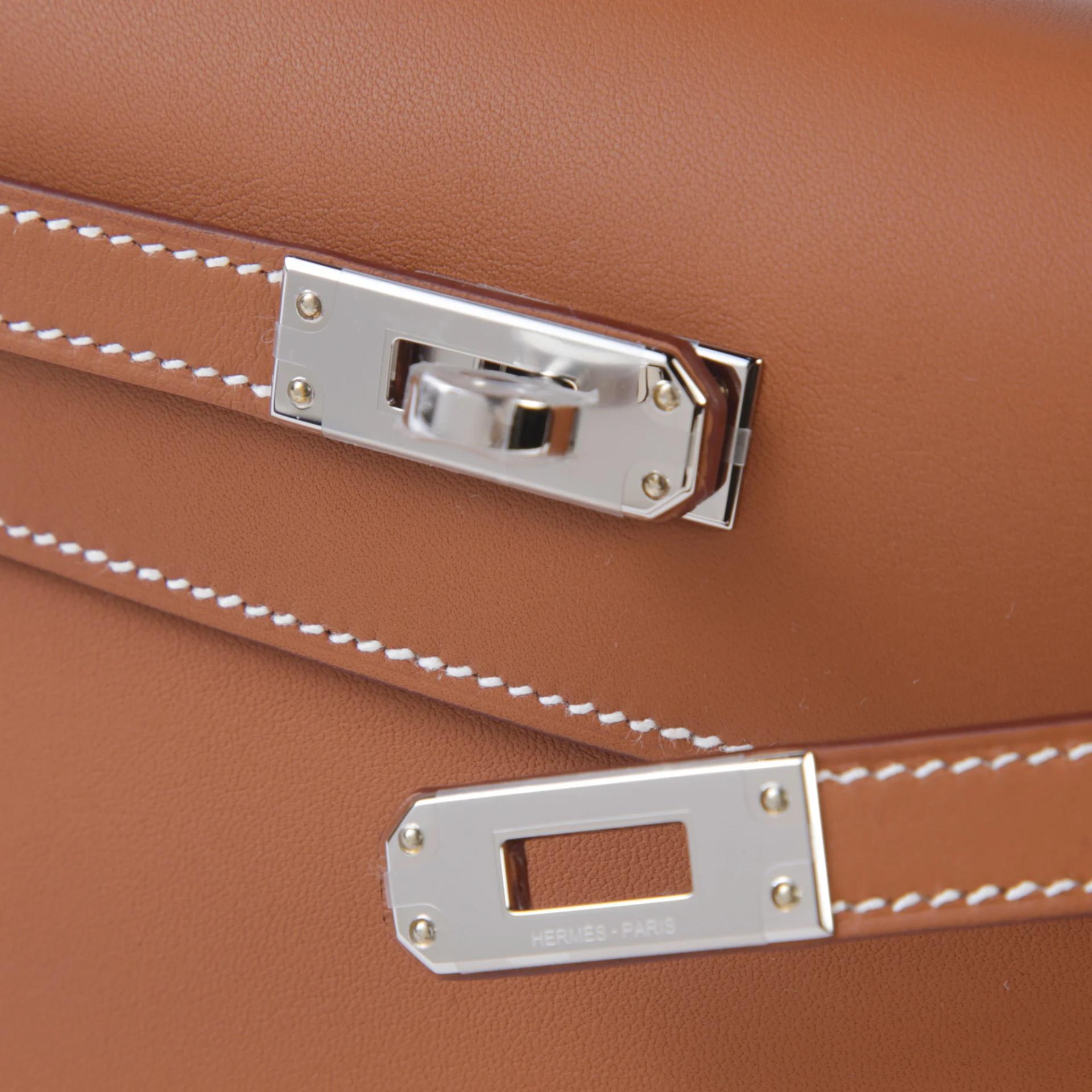 Brand New ( Rank N ) HERMÈS Kelly Pochette Gold (37) Swift Palladium hardware G (2026) - 8
