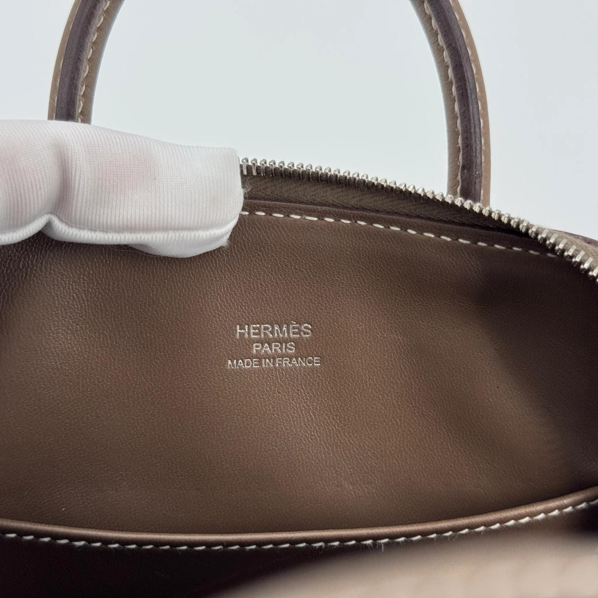 Excellent ( Rank SA ) HERMÈS Mini Bolide 1923 Etoupe (18) Evercolor Palladium hardware B (2023) - 16