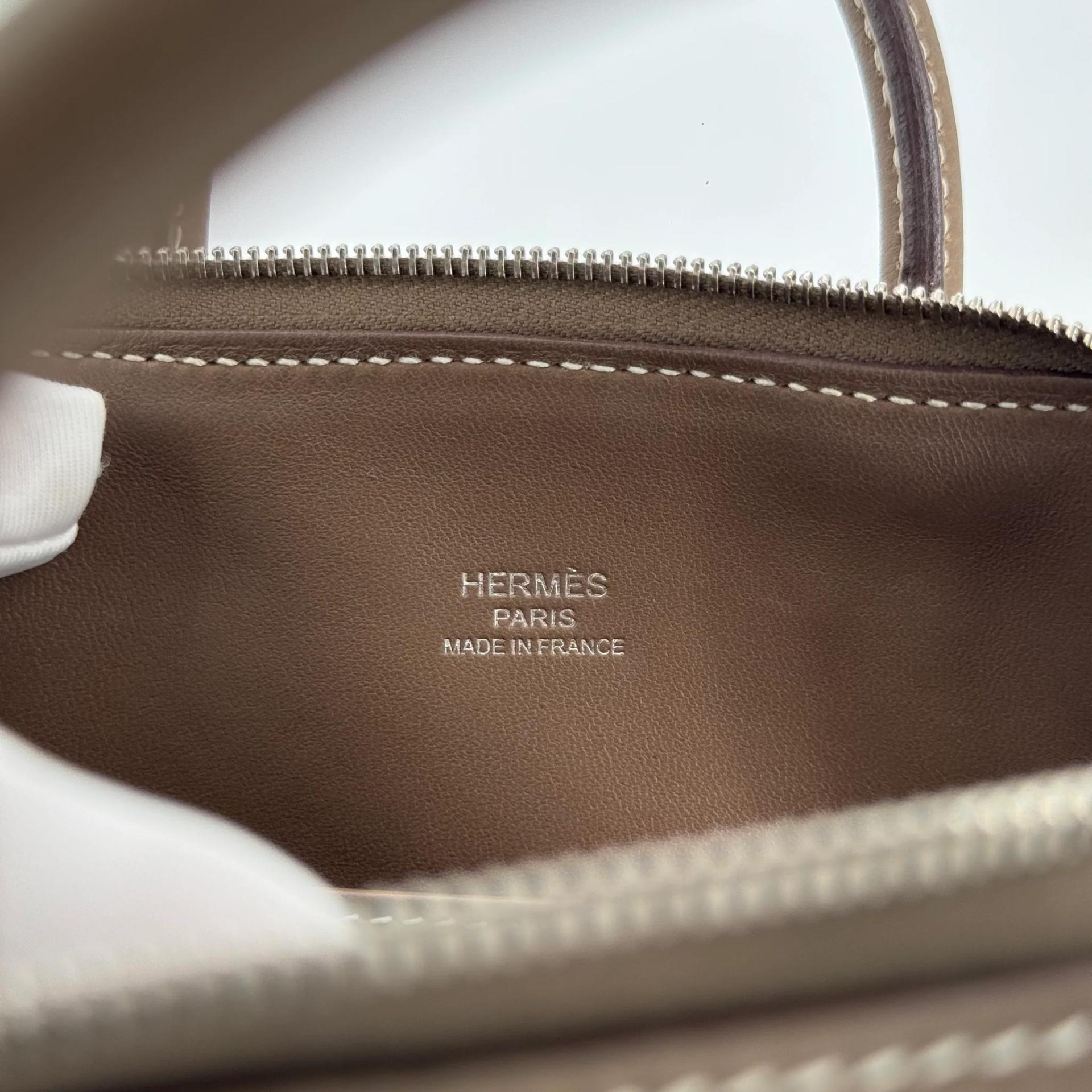 Excellent ( Rank SA ) HERMÈS Mini Bolide 1923 Etoupe (18) Evercolor Palladium hardware B (2023) - 15