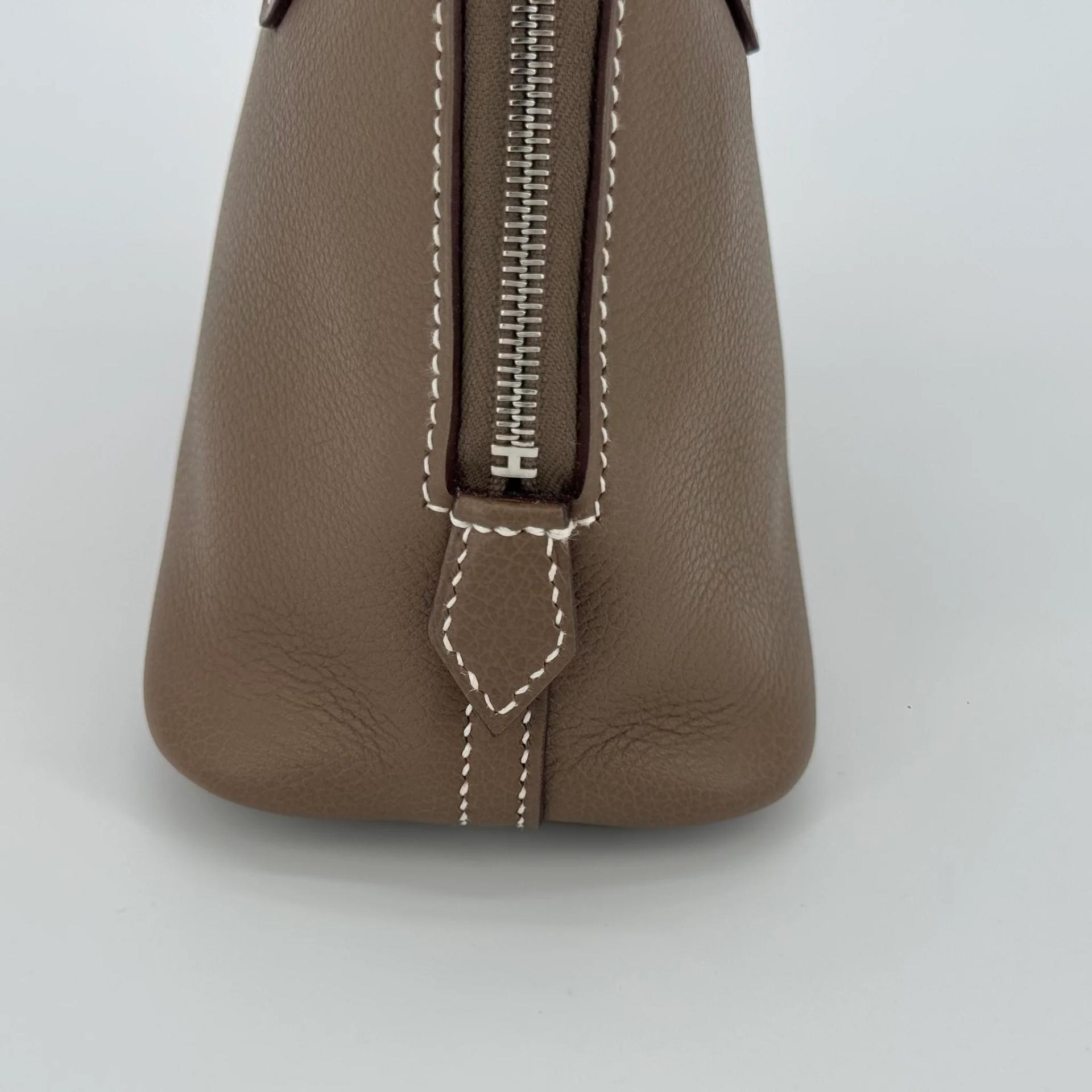 Excellent ( Rank SA ) HERMÈS Mini Bolide 1923 Etoupe (18) Evercolor Palladium hardware B (2023) - 12