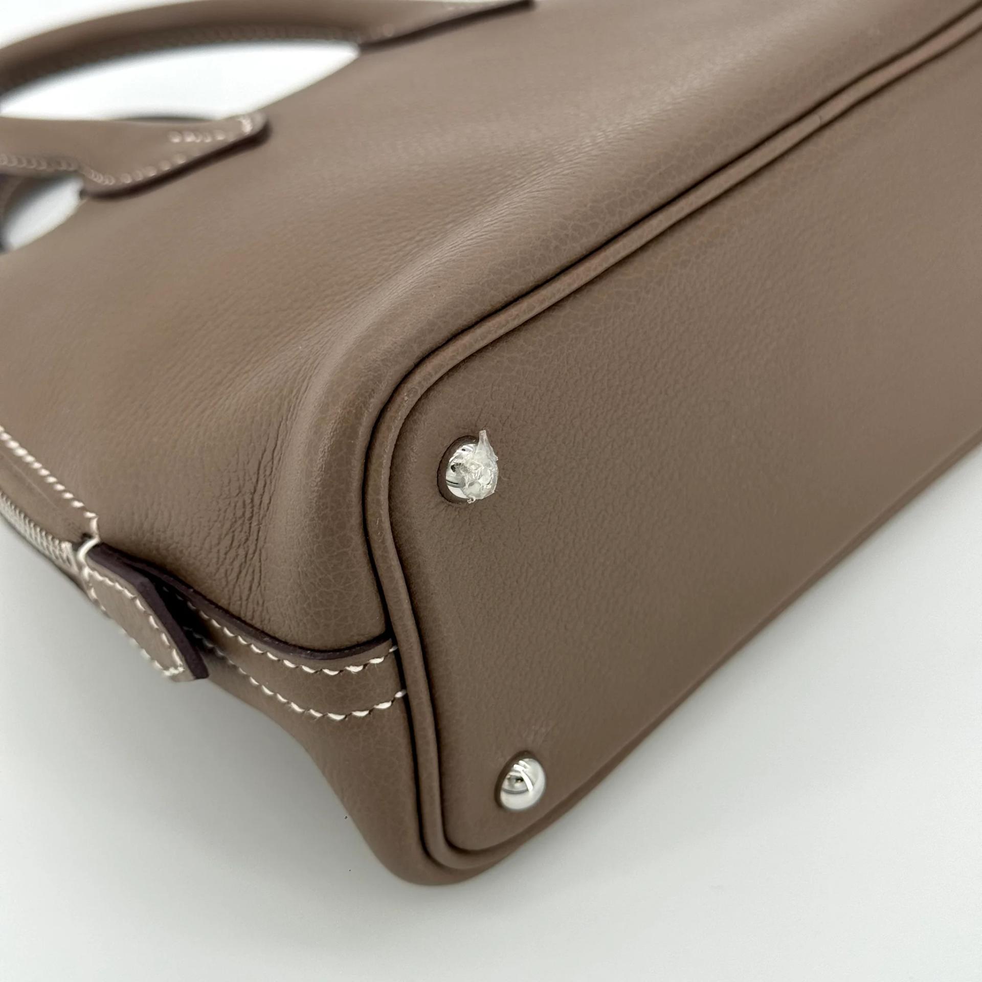 Excellent ( Rank SA ) HERMÈS Mini Bolide 1923 Etoupe (18) Evercolor Palladium hardware B (2023) - 9