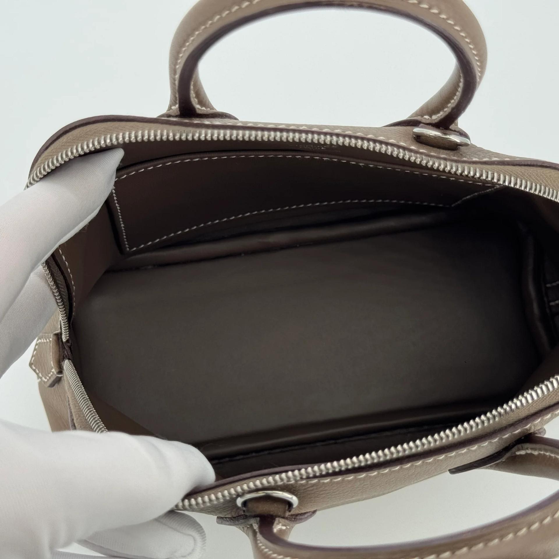 Excellent ( Rank SA ) HERMÈS Mini Bolide 1923 Etoupe (18) Evercolor Palladium hardware B (2023) - 22