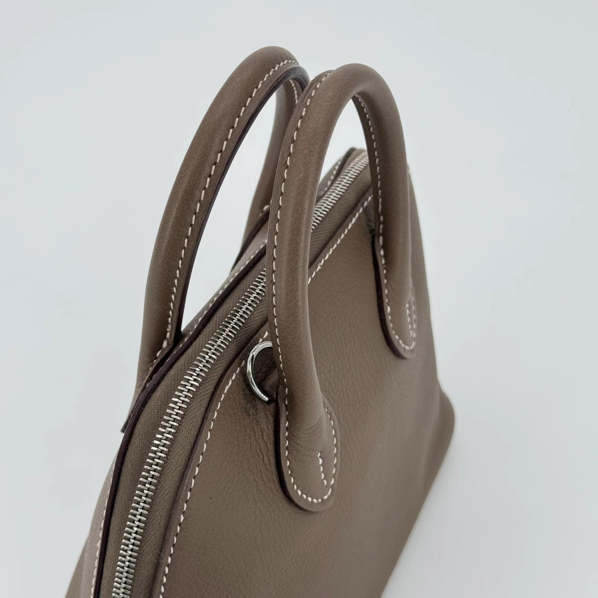 Excellent ( Rank SA ) HERMÈS Mini Bolide 1923 Etoupe (18) Evercolor Palladium hardware B (2023) - 14