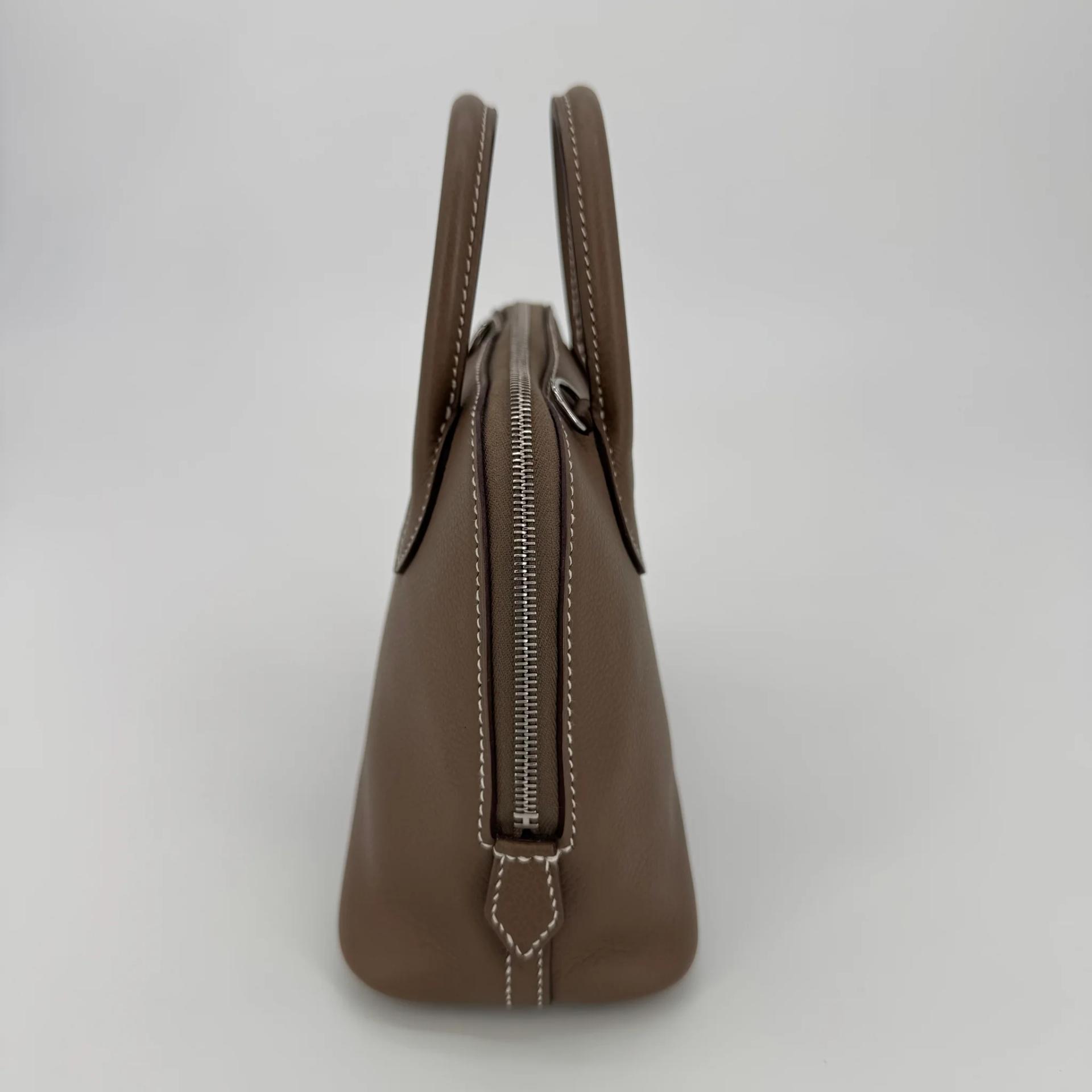 Excellent ( Rank SA ) HERMÈS Mini Bolide 1923 Etoupe (18) Evercolor Palladium hardware B (2023) - 17