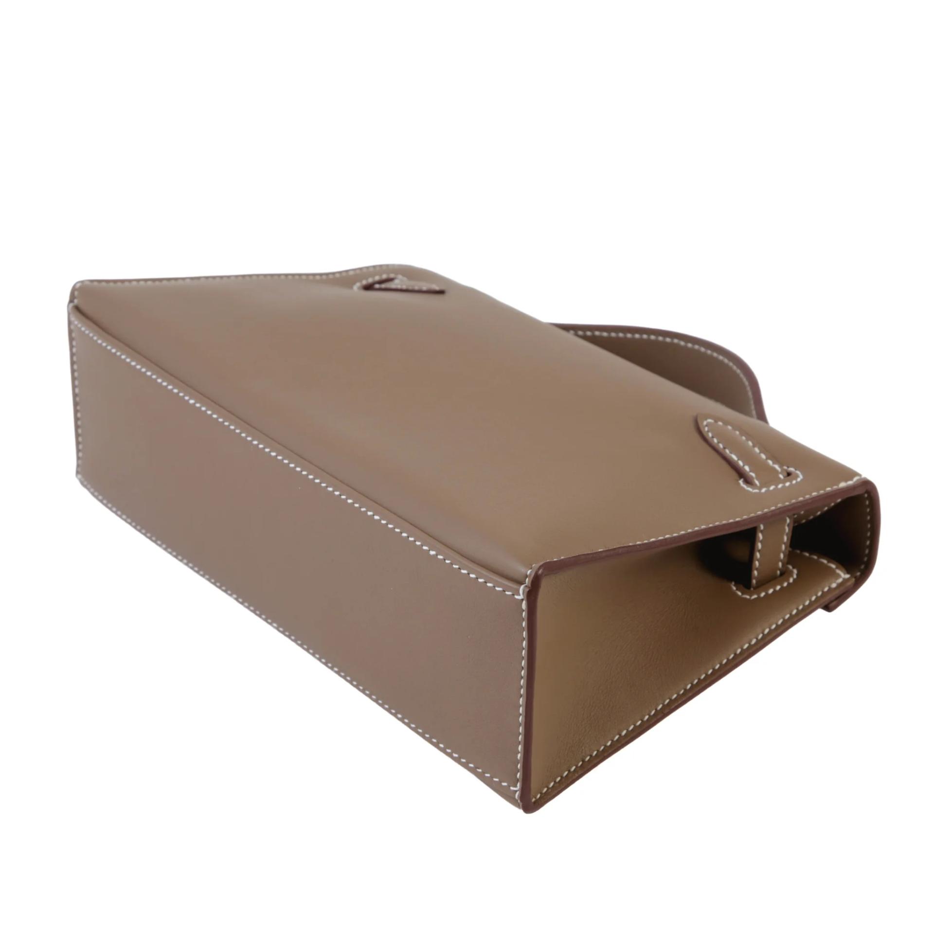 Brand New ( Rank N ) HERMÈS Kelly Pochette Etoupe (18) Swift Palladium hardware G (2026) - 7