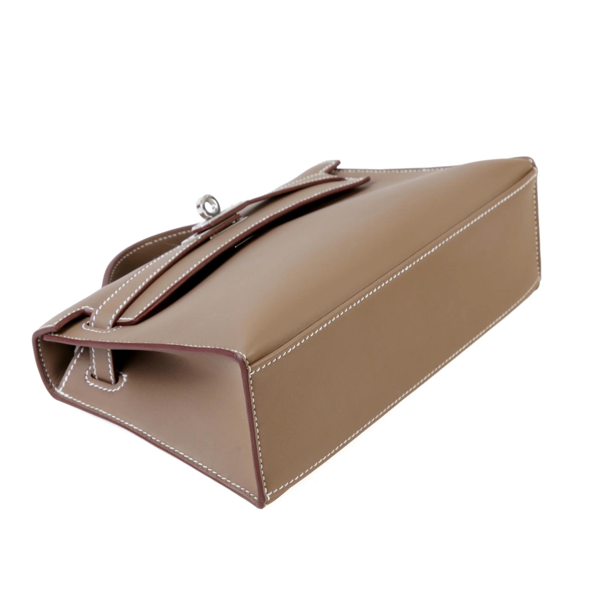 Brand New ( Rank N ) HERMÈS Kelly Pochette Etoupe (18) Swift Palladium hardware G (2026) - 4
