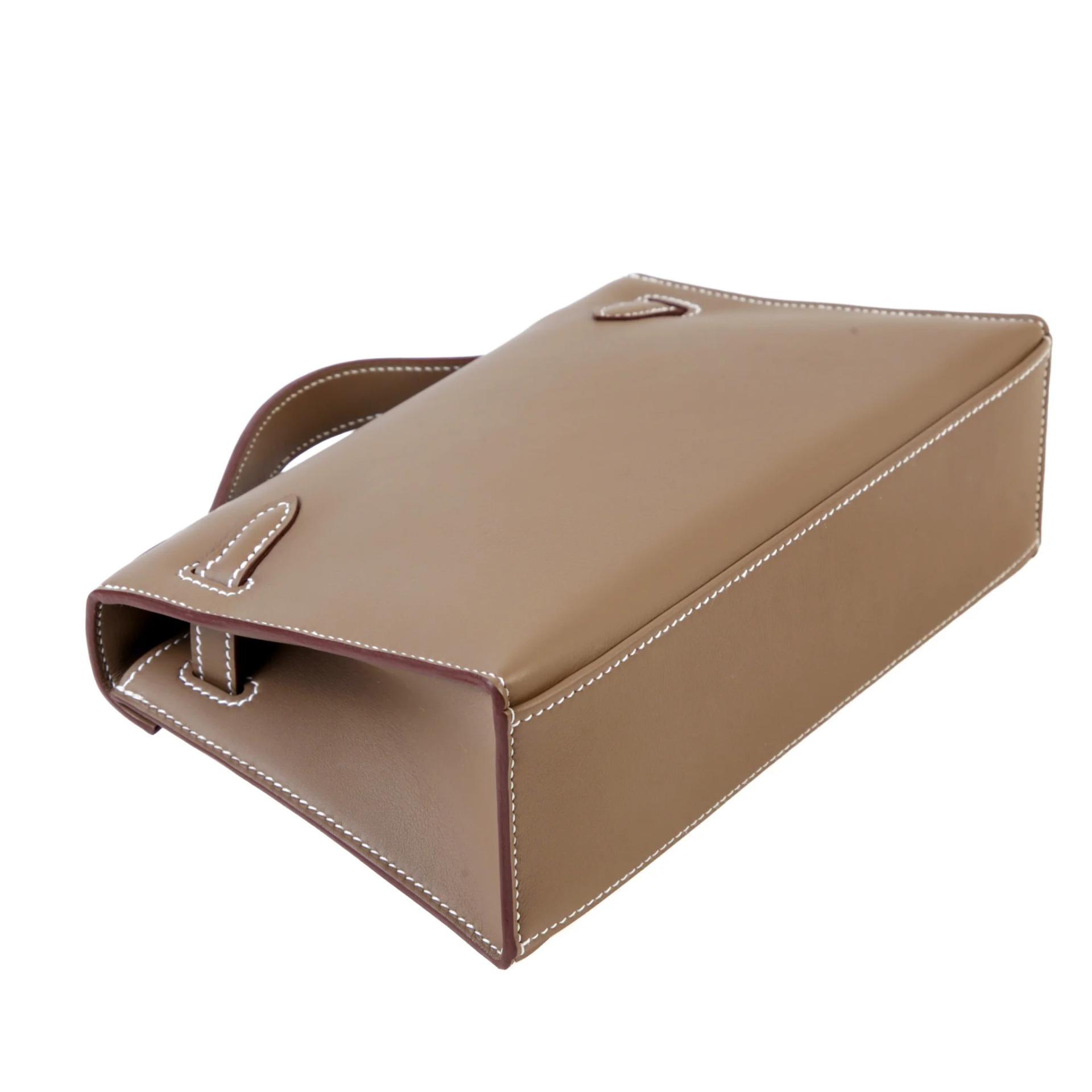 Brand New ( Rank N ) HERMÈS Kelly Pochette Etoupe (18) Swift Palladium hardware G (2026) - 6