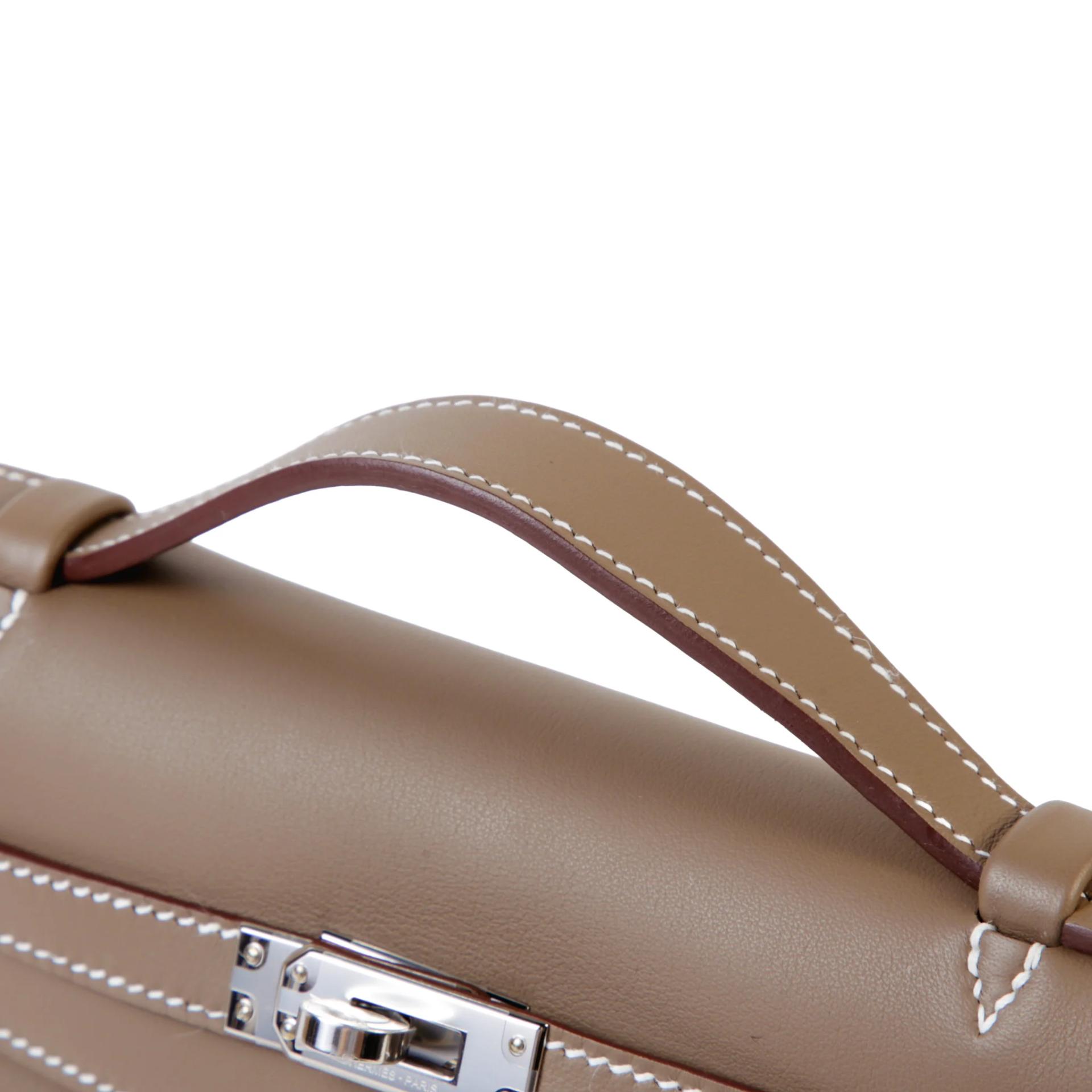 Brand New ( Rank N ) HERMÈS Kelly Pochette Etoupe (18) Swift Palladium hardware G (2026) - 3