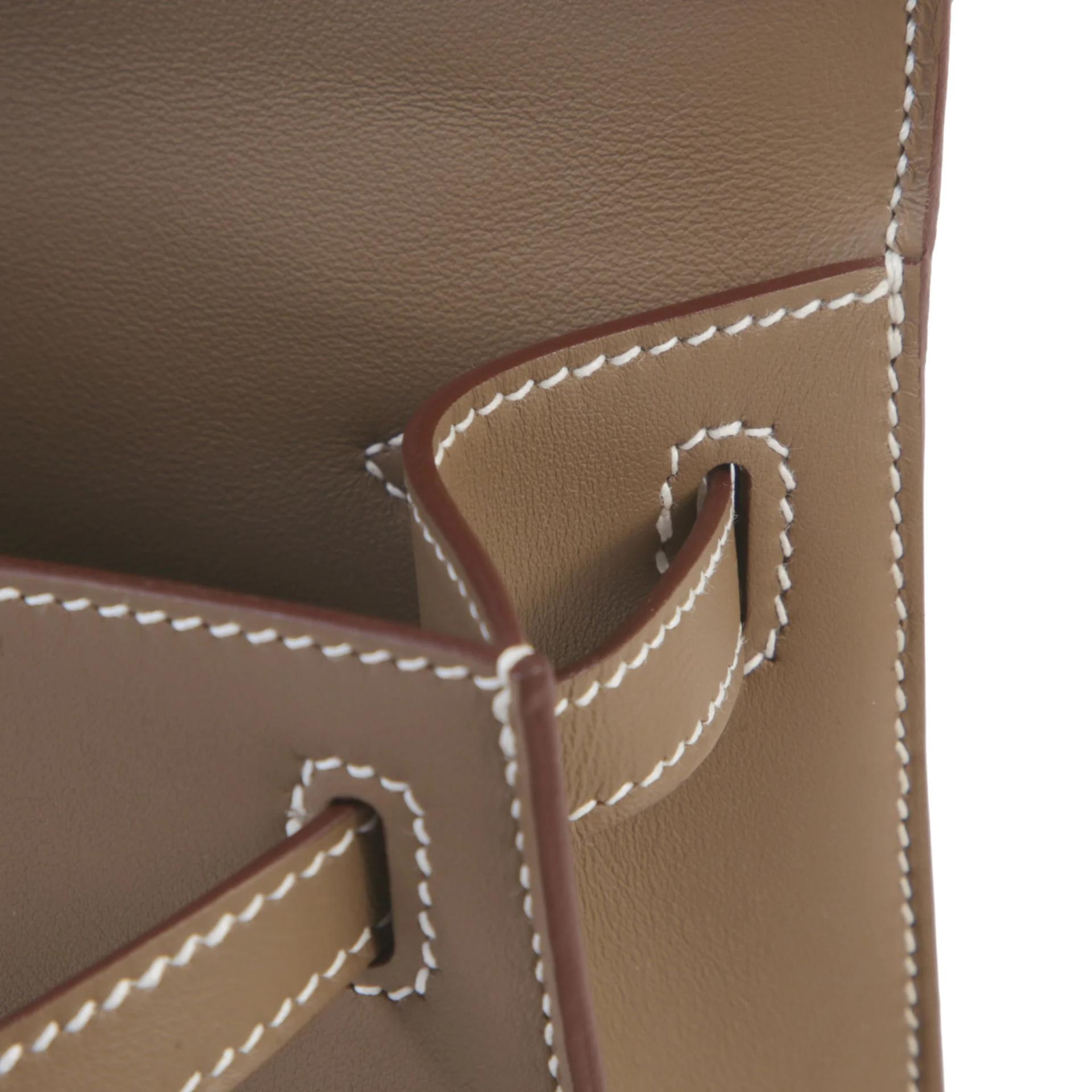 Brand New ( Rank N ) HERMÈS Kelly Pochette Etoupe (18) Swift Palladium hardware G (2026) - 12