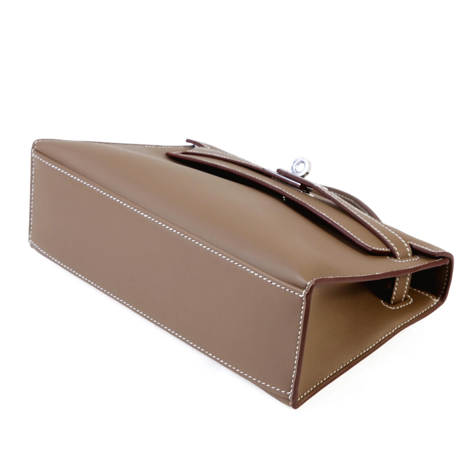 Brand New ( Rank N ) HERMÈS Kelly Pochette Etoupe (18) Swift Palladium hardware G (2026) - 5