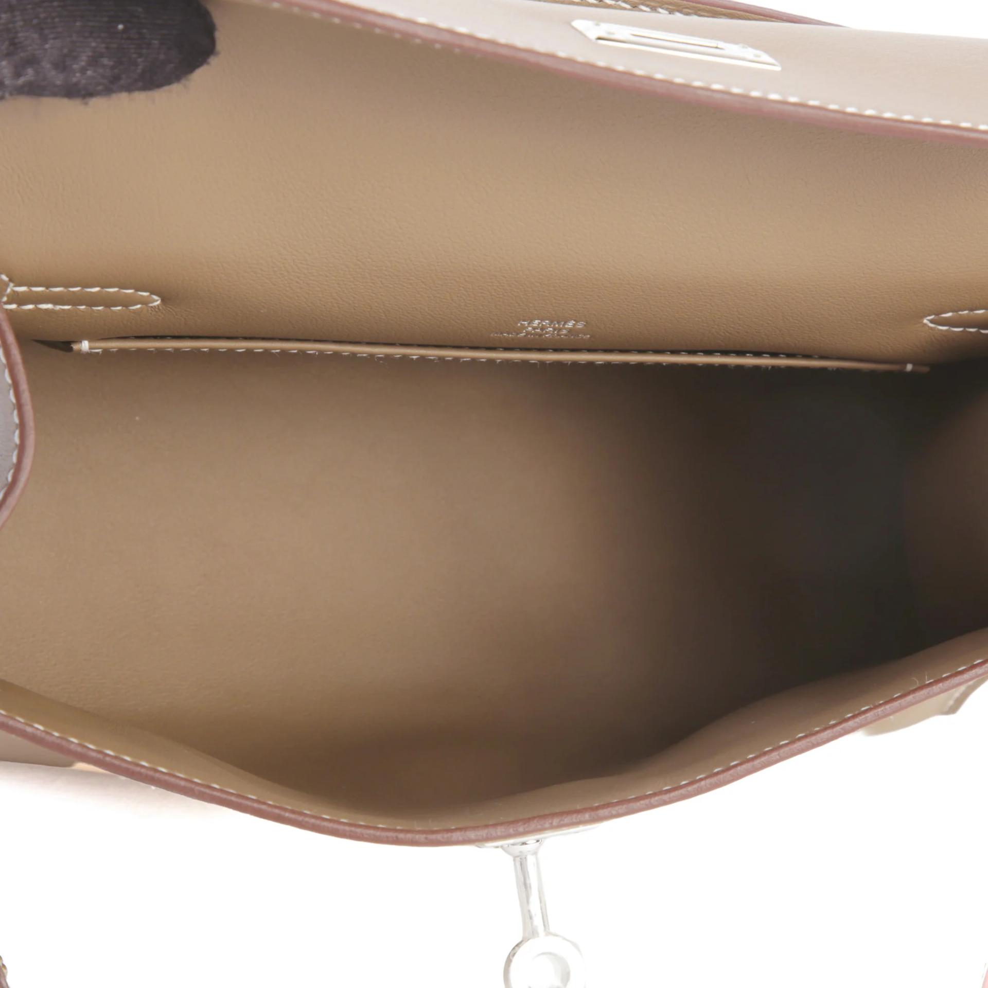 Brand New ( Rank N ) HERMÈS Kelly Pochette Etoupe (18) Swift Palladium hardware G (2026) - 11