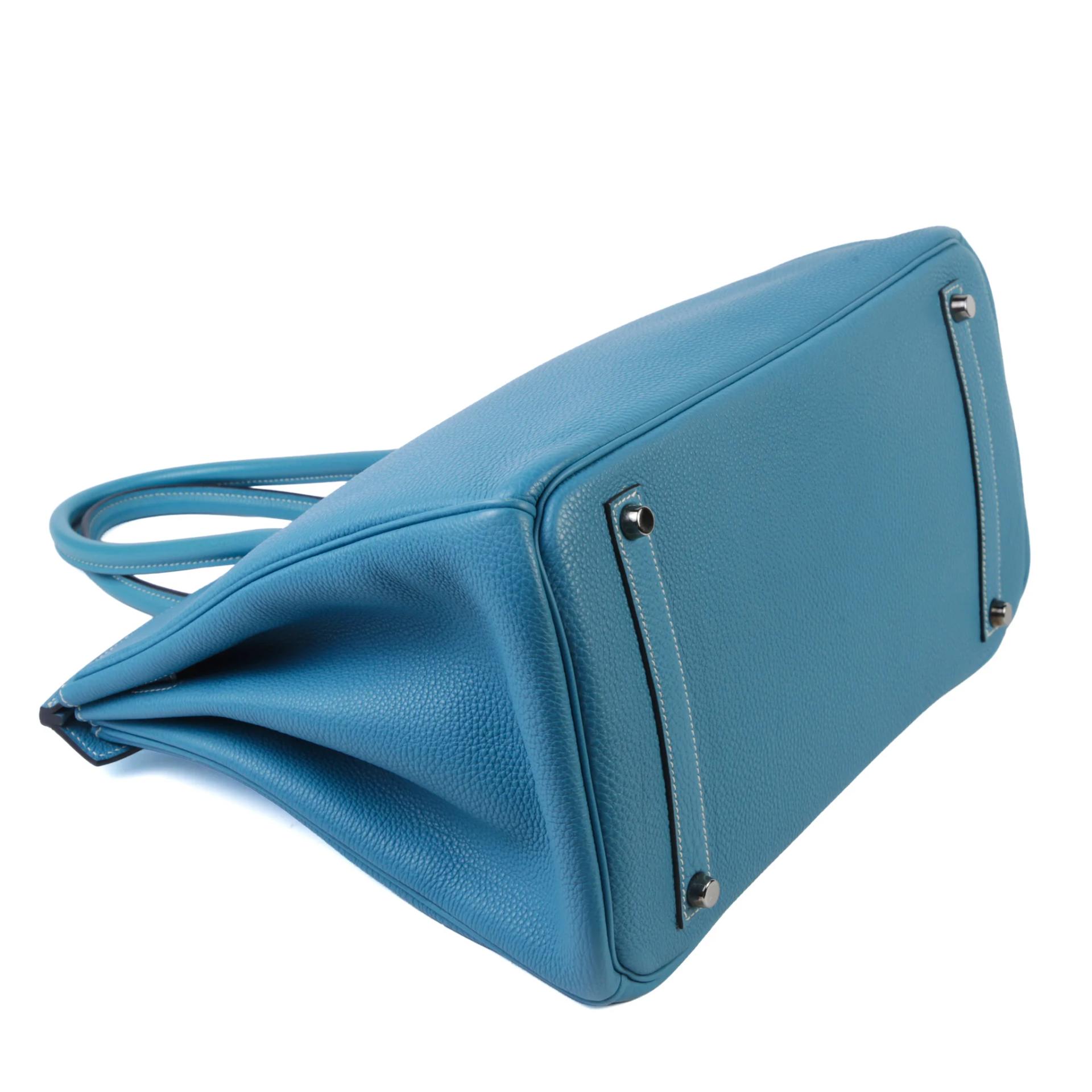 Very Good ( Rank A) HERMÈS Birkin 35 Bleu Jean (75) Togo Palladium hardware Square I (2005) - 6