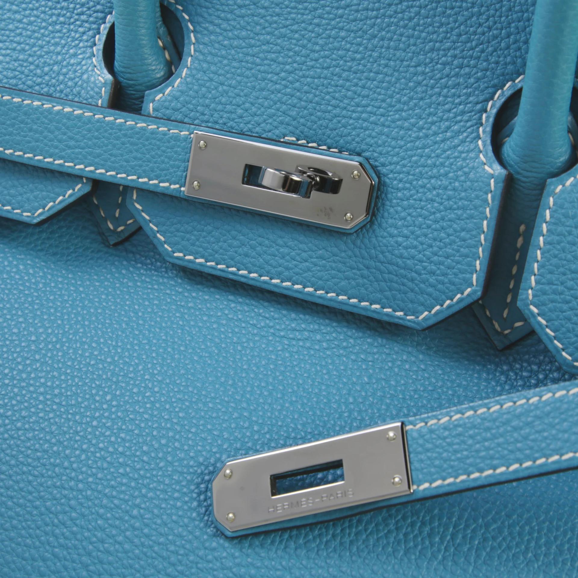 Very Good ( Rank A) HERMÈS Birkin 35 Bleu Jean (75) Togo Palladium hardware Square I (2005) - 8