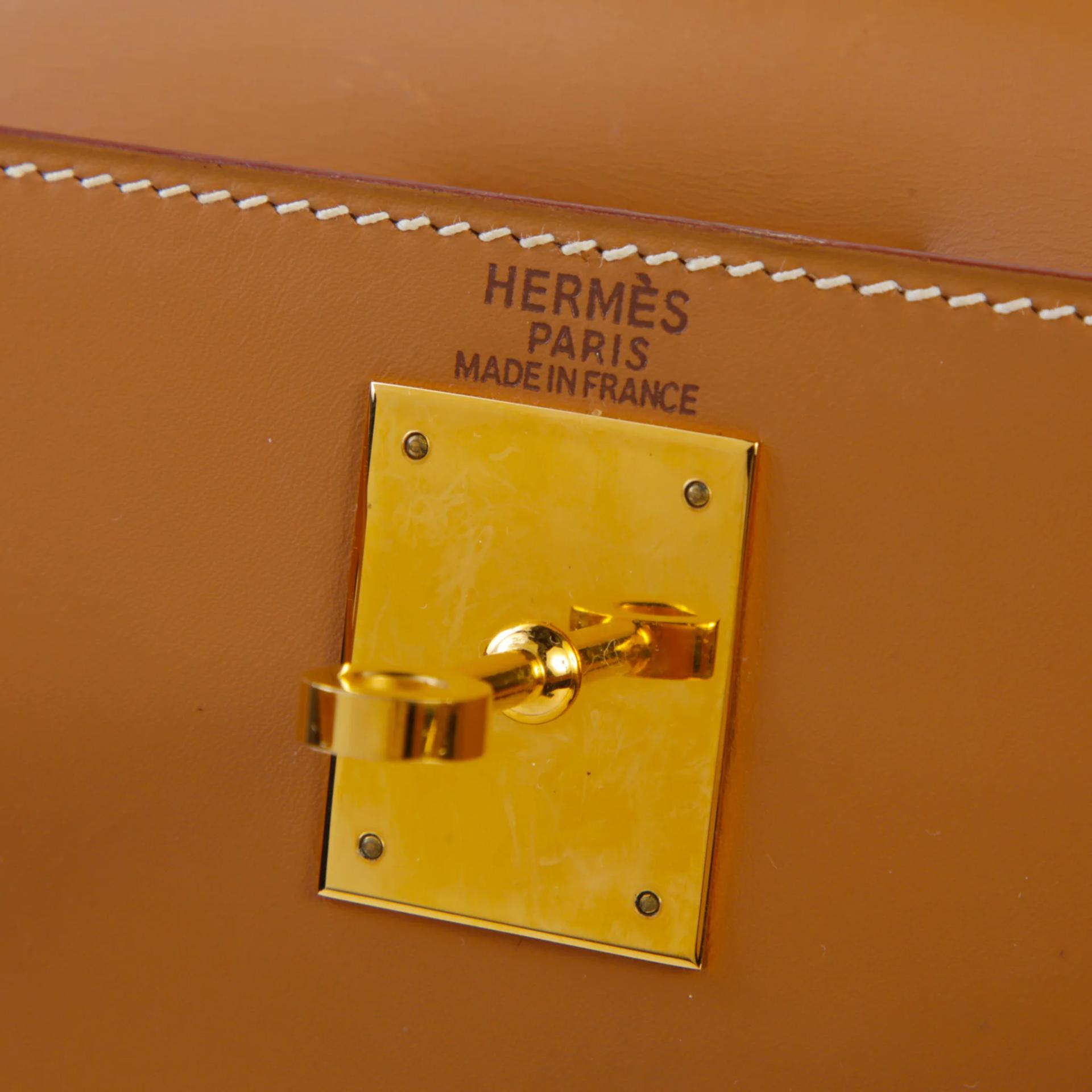 A美品 HERMÈS 愛馬仕 Kelly 28 外縫 27 奶茶色 Natural Veau Chamonix皮 金扣 □B刻 1998年 - 9