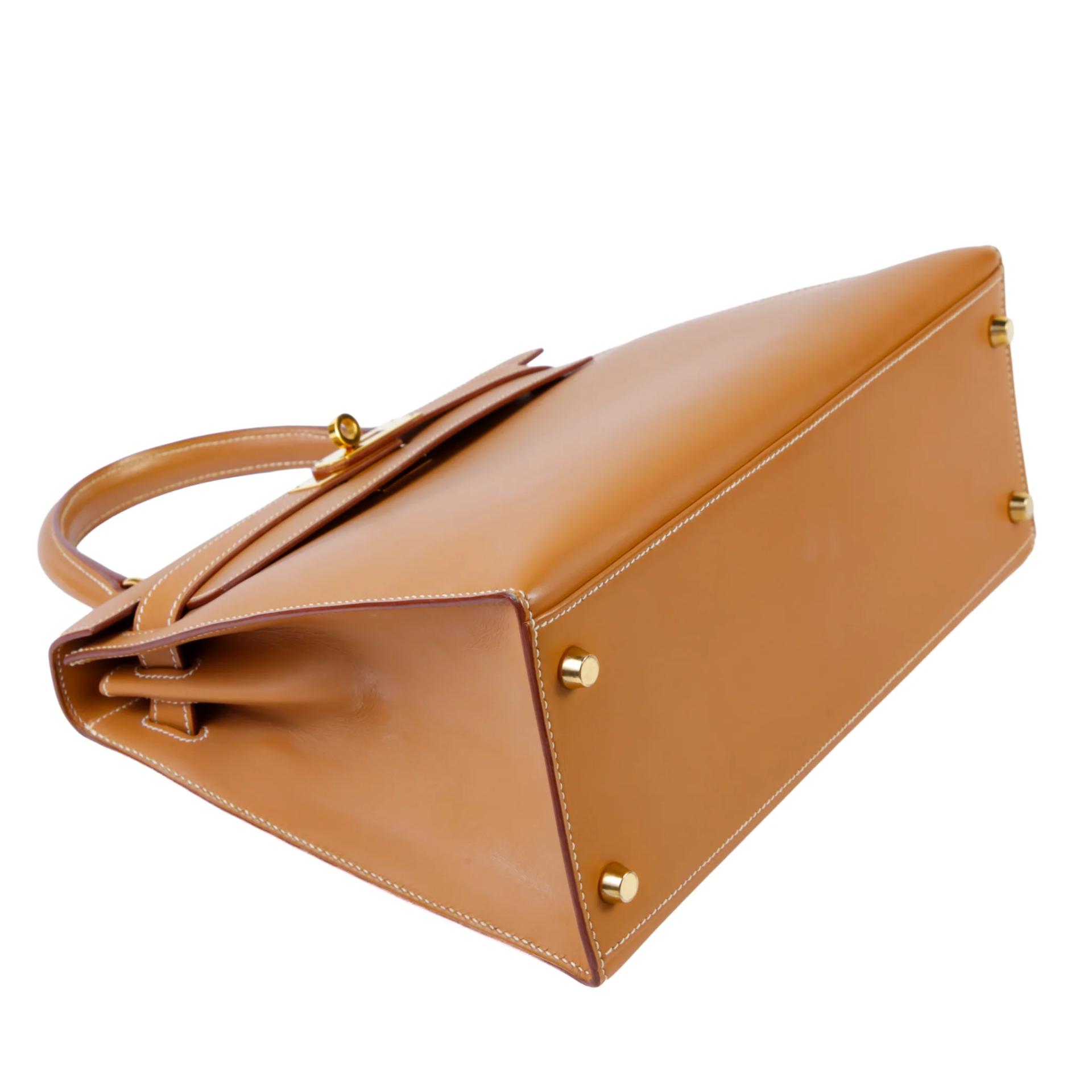 A美品 HERMÈS 愛馬仕 Kelly 28 外縫 27 奶茶色 Natural Veau Chamonix皮 金扣 □B刻 1998年 - 4