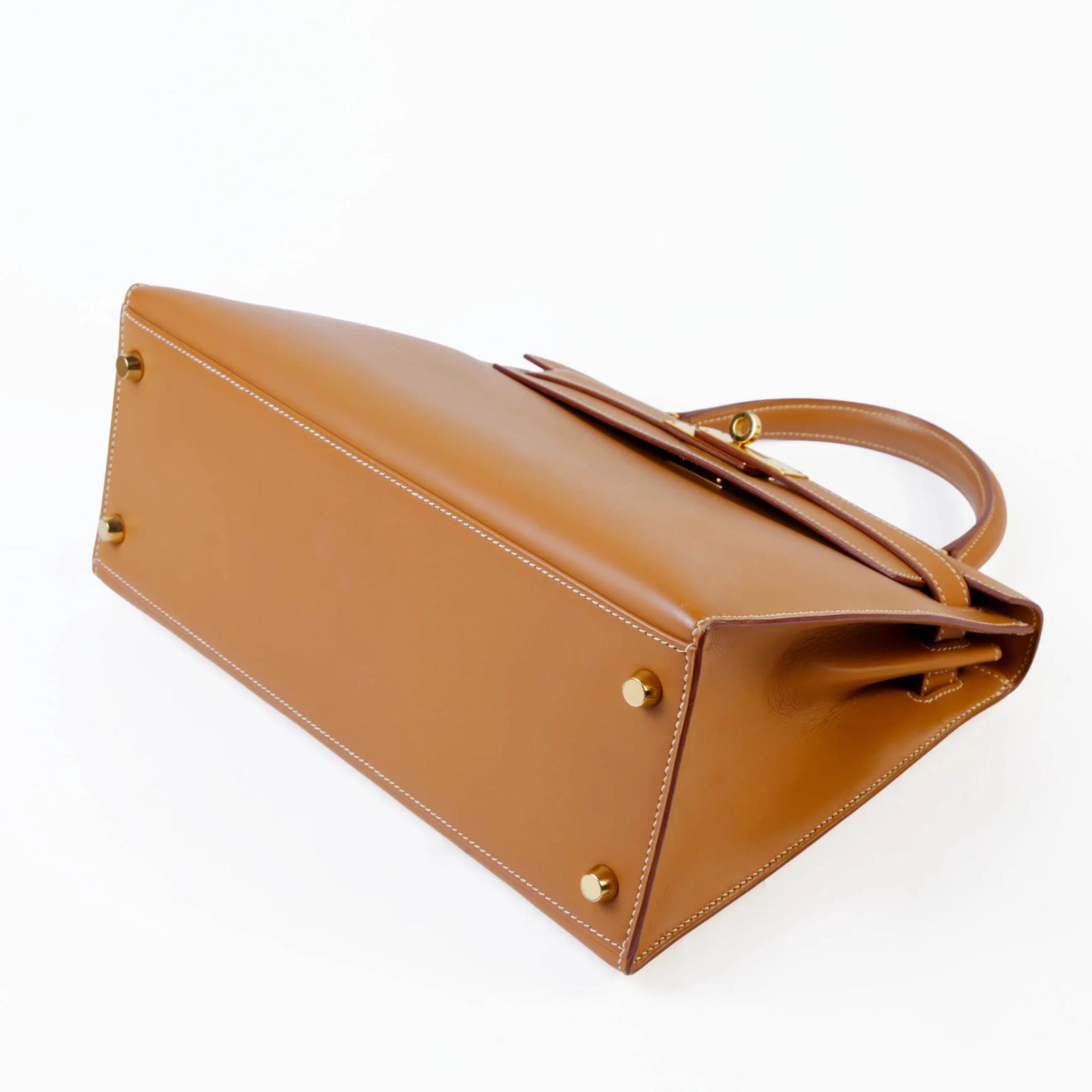 A美品 HERMÈS 愛馬仕 Kelly 28 外縫 27 奶茶色 Natural Veau Chamonix皮 金扣 □B刻 1998年 - 5
