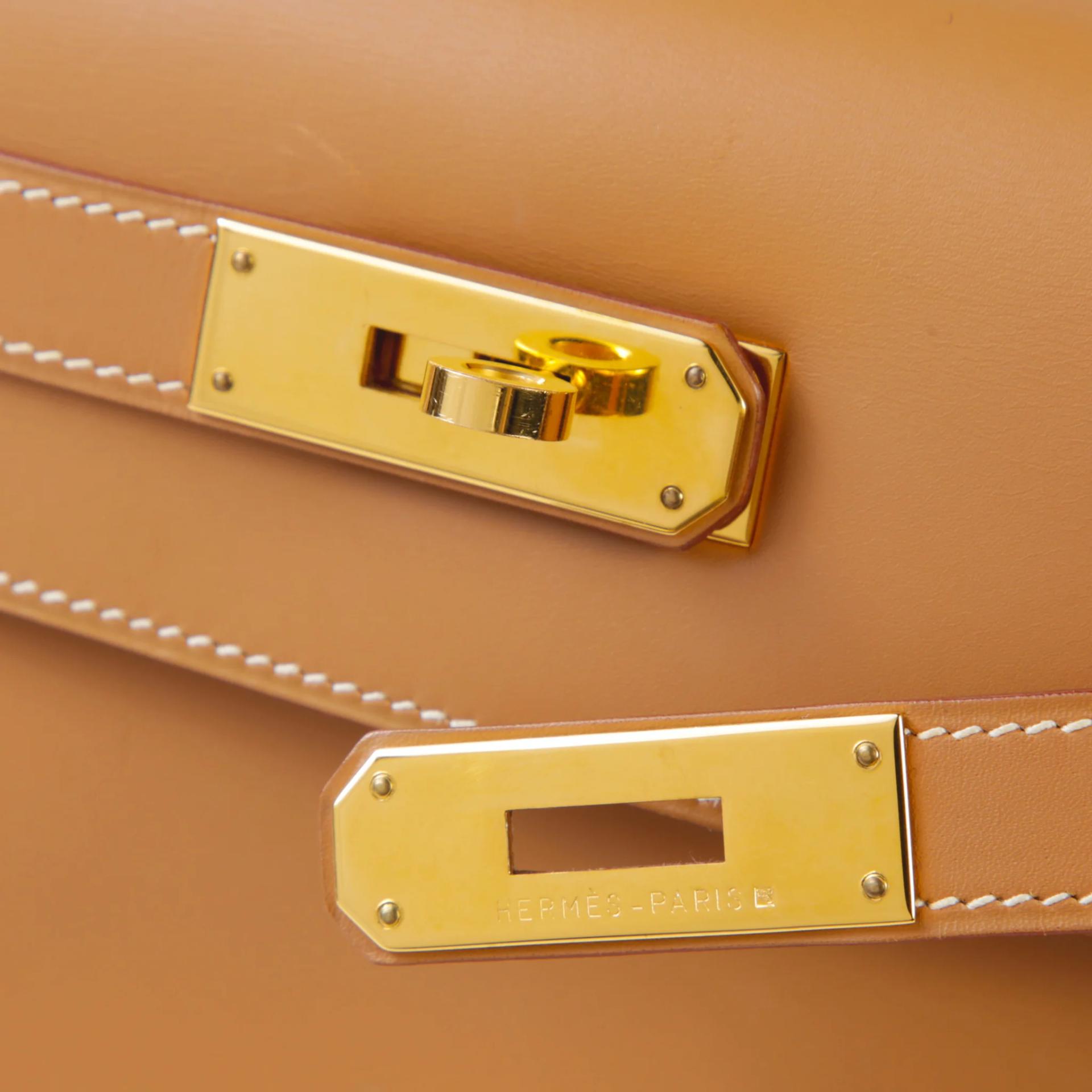 A美品 HERMÈS 愛馬仕 Kelly 28 外縫 27 奶茶色 Natural Veau Chamonix皮 金扣 □B刻 1998年 - 8