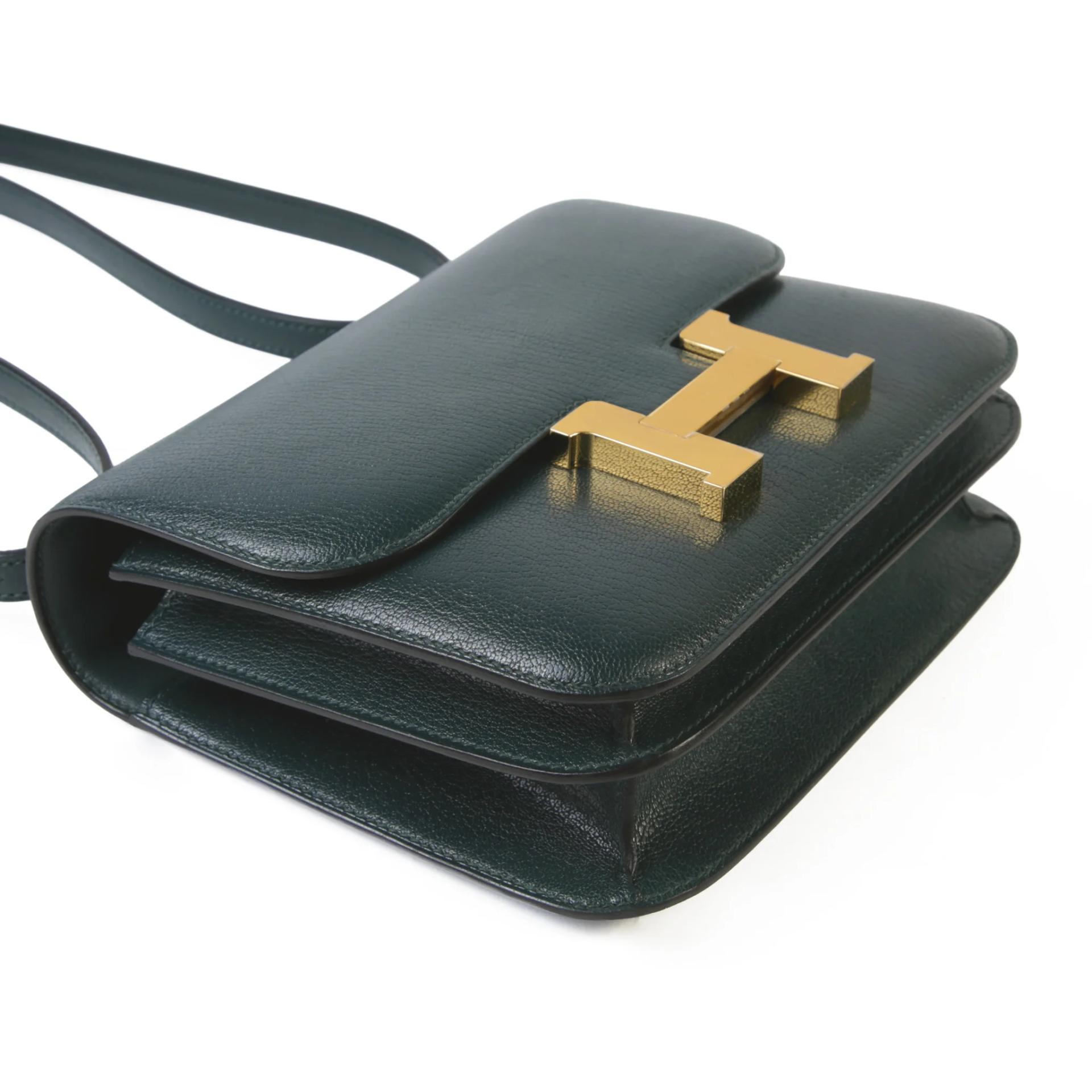 Brand New ( Rank N ) HERMÈS Constance Mini Vert Cypress (6O) Chamkila Gold hardware G (2026) - 4