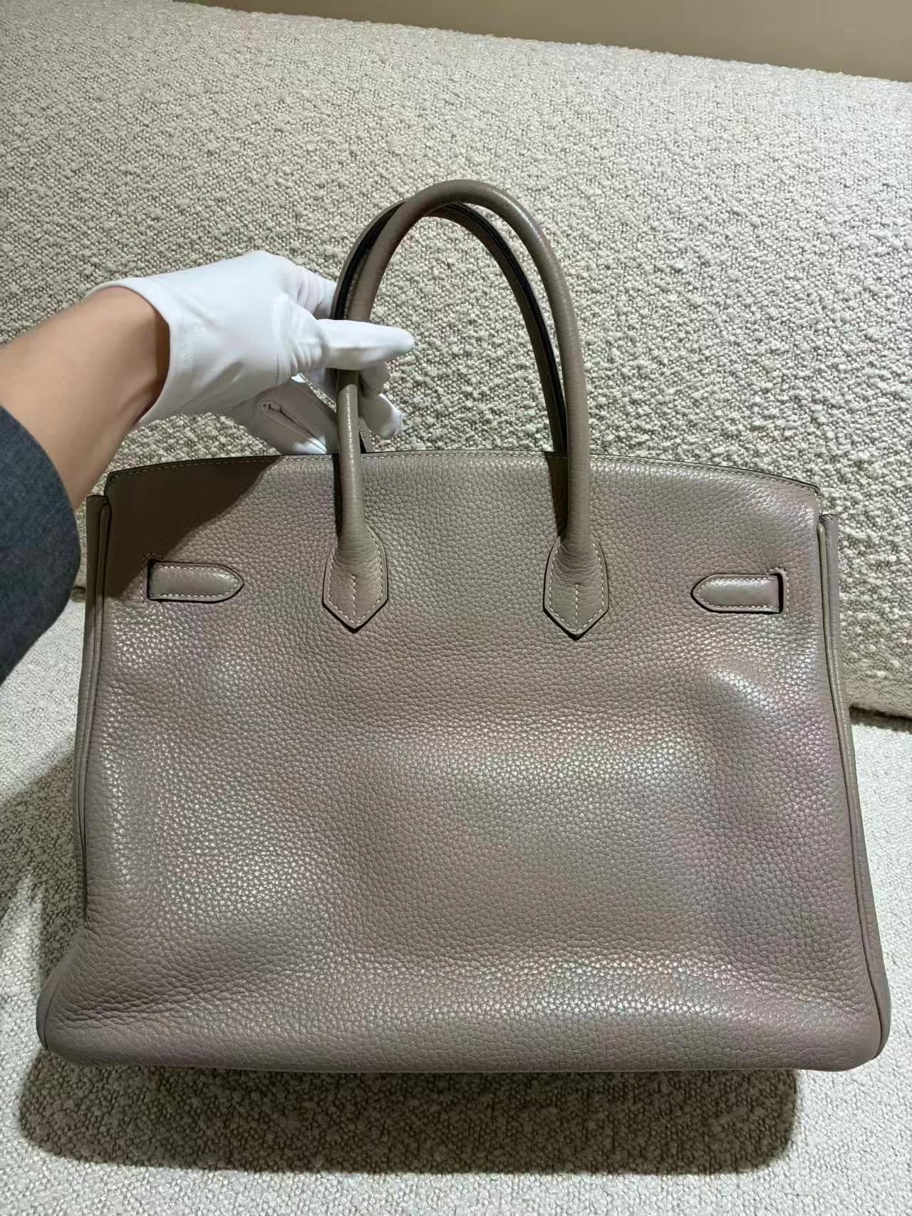 A美品 HERMÈS 愛馬仕 Birkin 35 81 斑鳩灰 Gris Tourterelle Clemence小牛皮 銀扣 □N刻 2010年 - 8