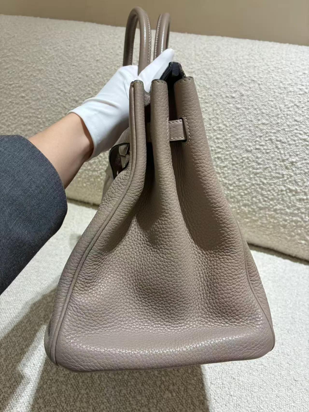 A美品 HERMÈS 愛馬仕 Birkin 35 81 斑鳩灰 Gris Tourterelle Clemence小牛皮 銀扣 □N刻 2010年 - 9