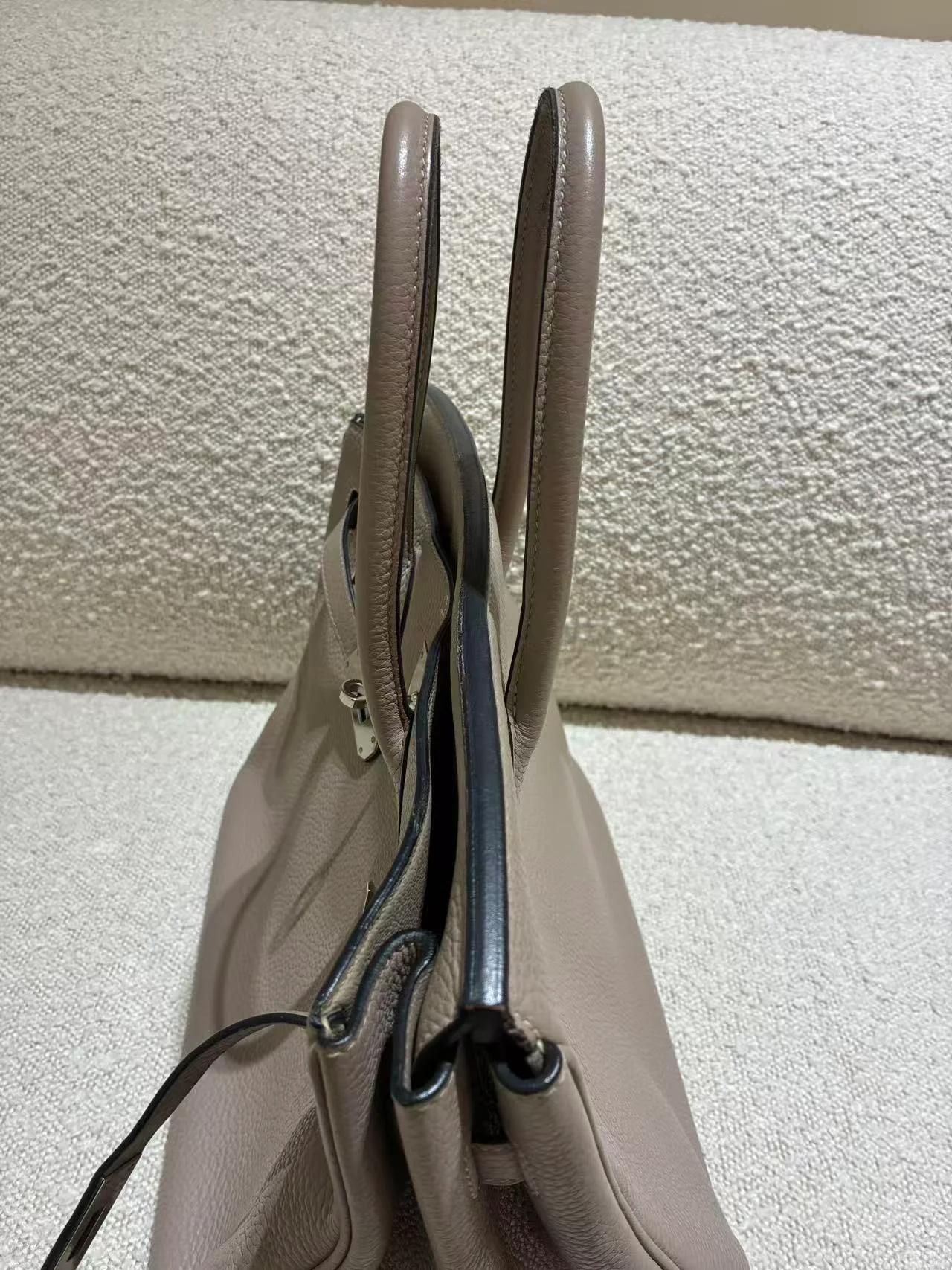 A美品 HERMÈS 愛馬仕 Birkin 35 81 斑鳩灰 Gris Tourterelle Clemence小牛皮 銀扣 □N刻 2010年 - 12